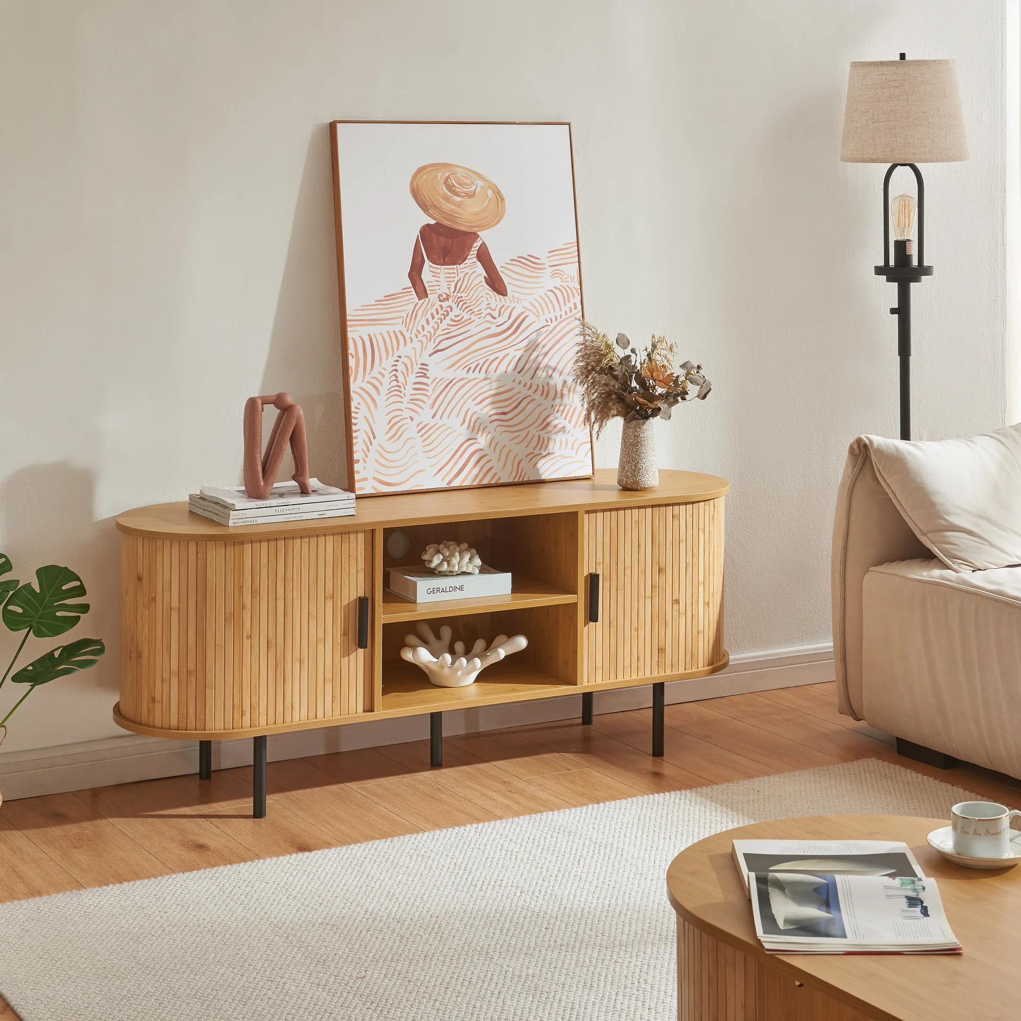 Tv meubel Tvedestrand 140x40x55 cm [en.casa] - Image 3