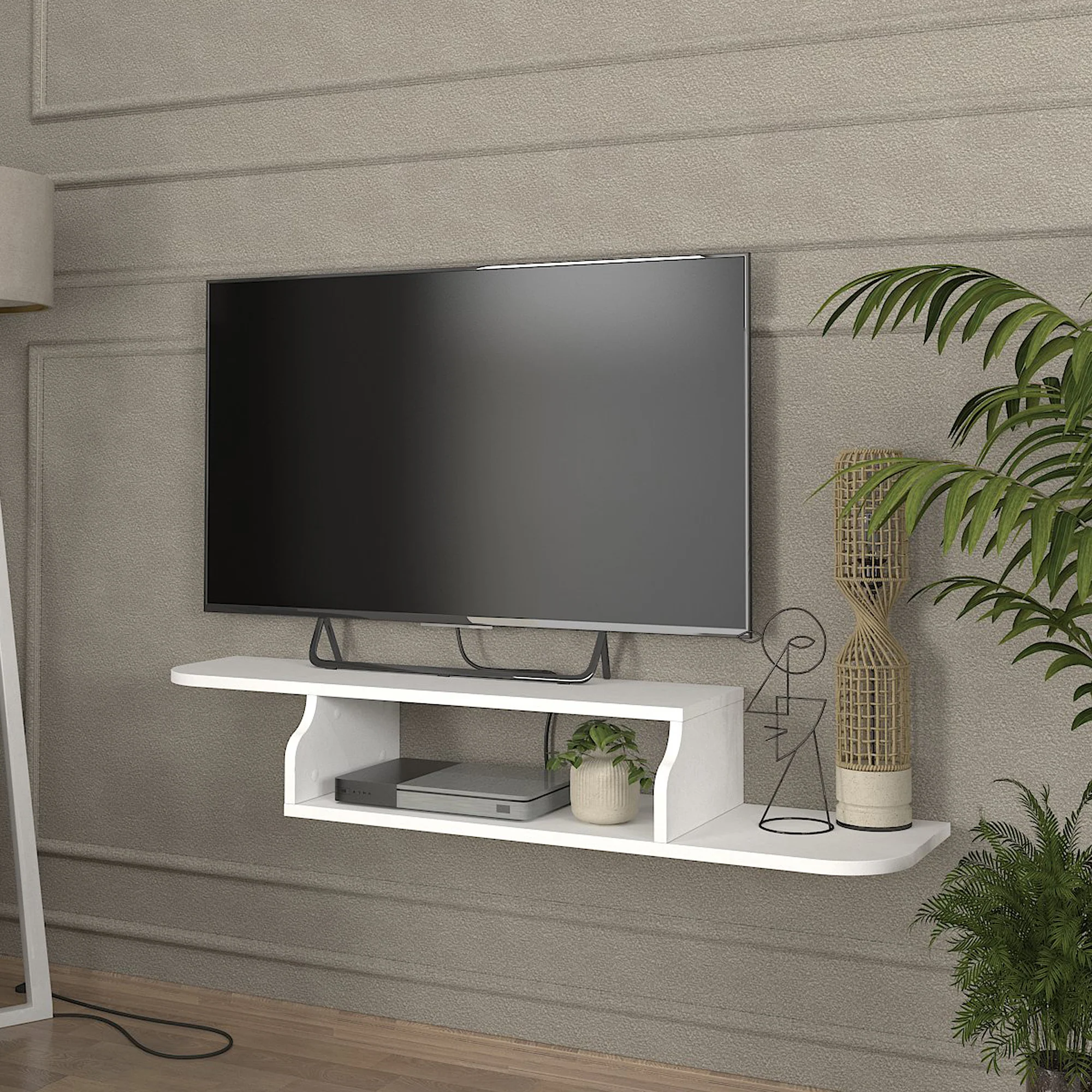 TV-meubel Kershaby zwevend 120x30x19 cm wit [en.casa]