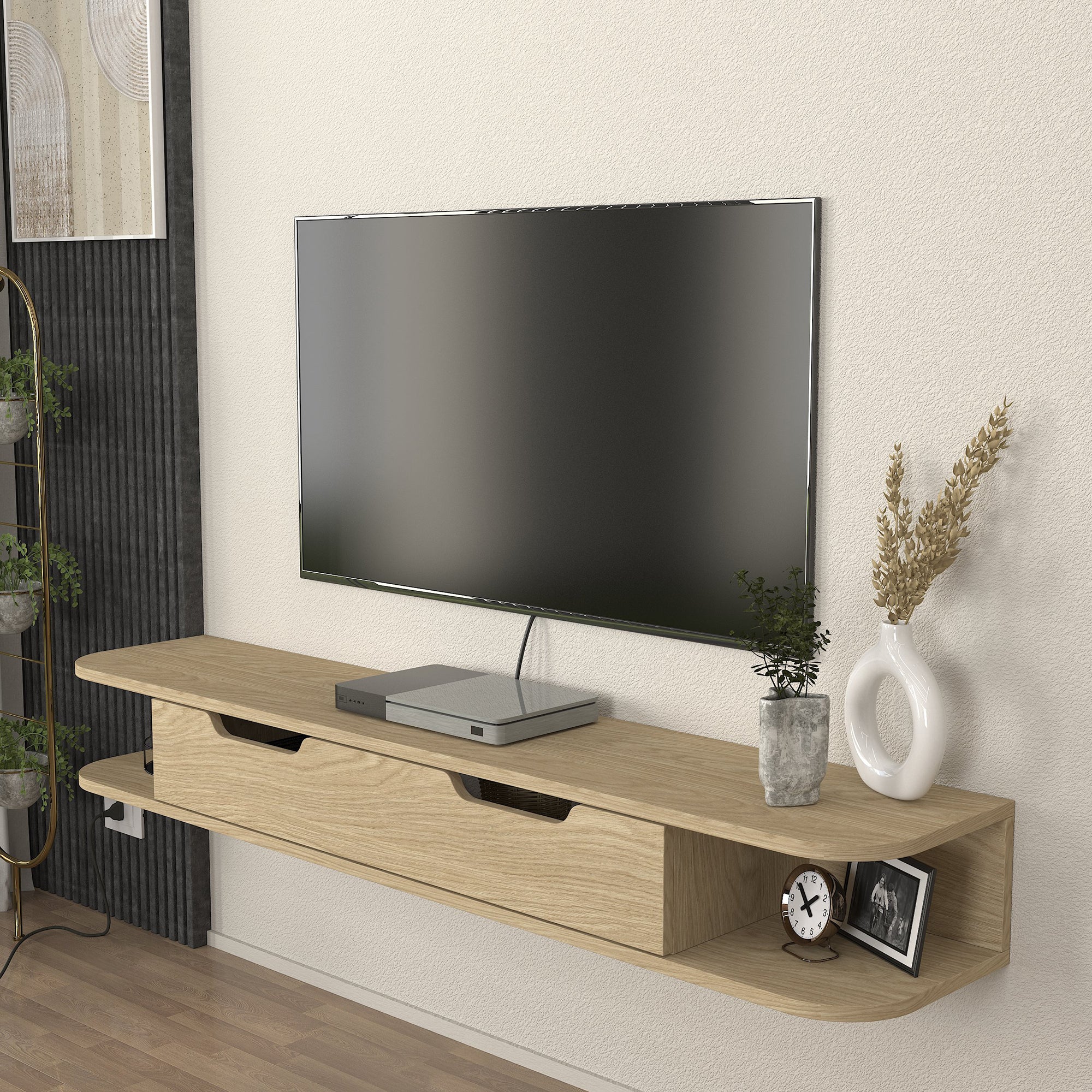 TV meubel Karjali zwevend 150x30x19 cm eikenkleurig [en.casa]