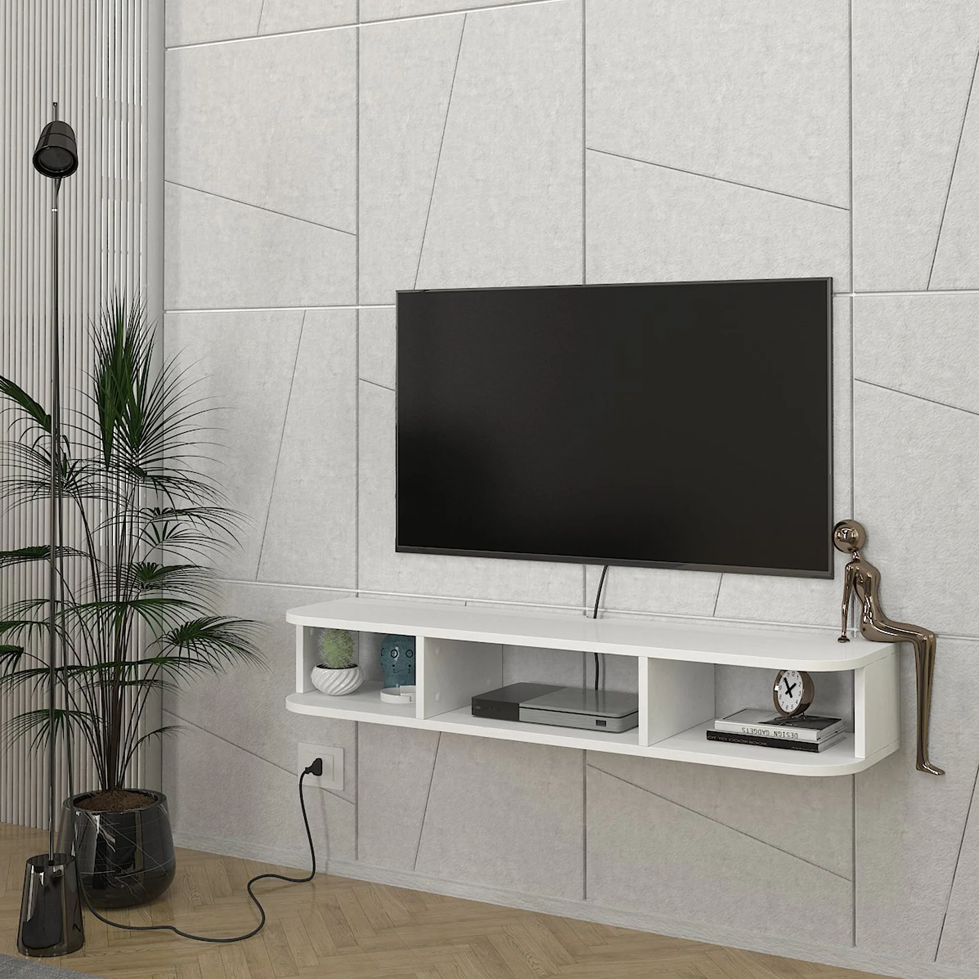 Tv-meubel Oundsvas zwevend wit 120x30x19 cm [en.casa]