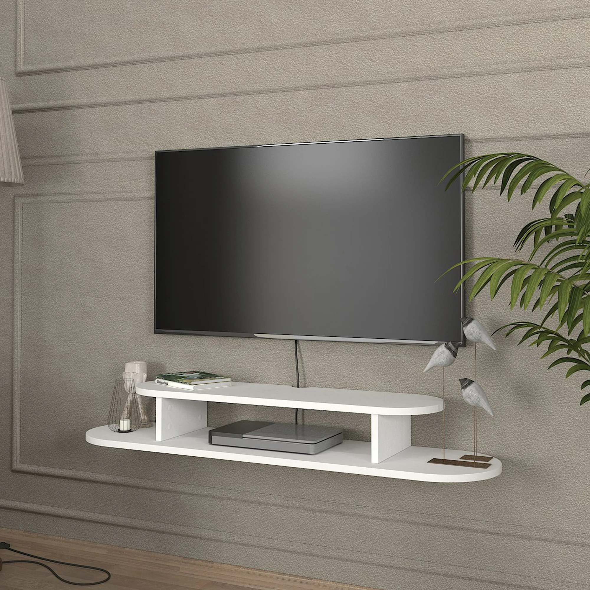 Tv meubel Targema zwevend wit 120x30x16 cm [en.casa]