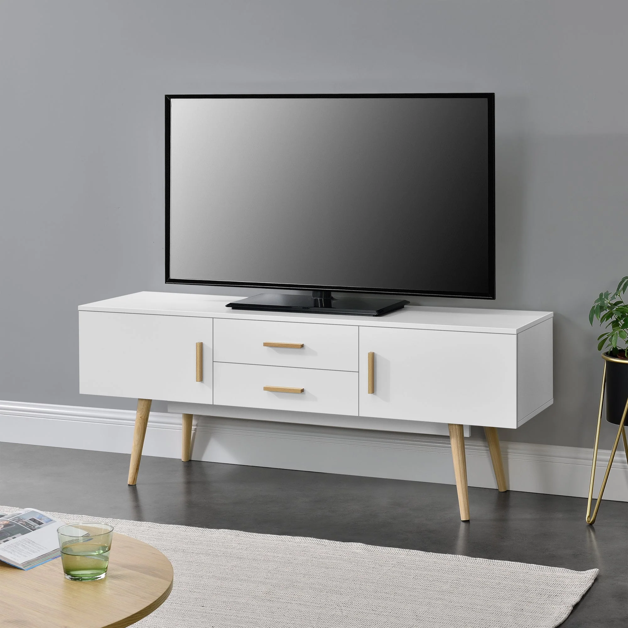 TV meubel Alavus tv kast met 2 lades 140x40x56 cm - 3 kleuren - Image 5