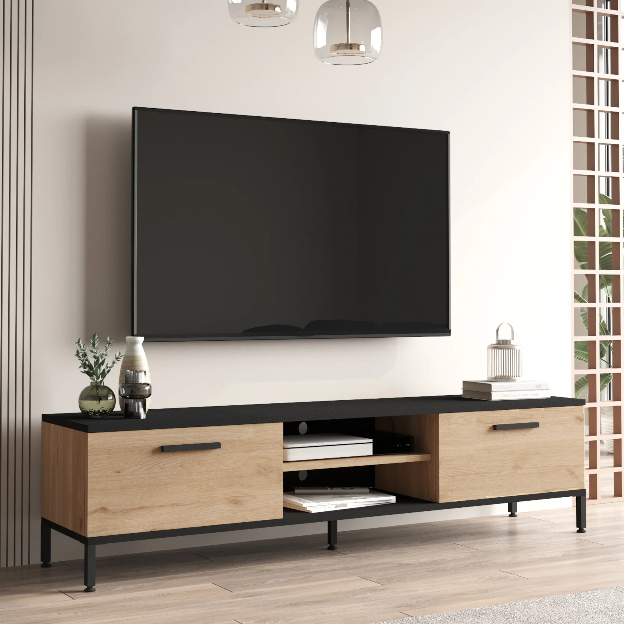 [en.casa] TV-meubel Lempäälä 39x160x35 cm - 5 varianten - Image 2