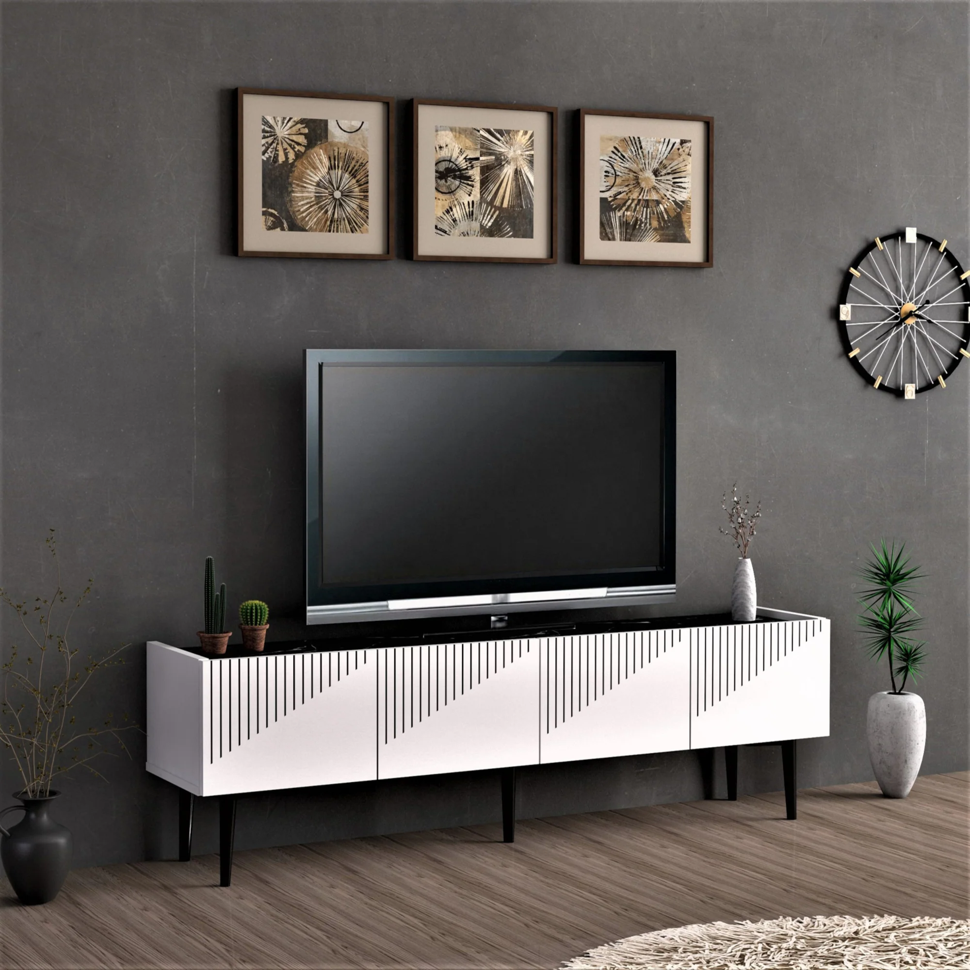 TV meubel Oppdal 45x154x37 cm [en.casa] - Image 3
