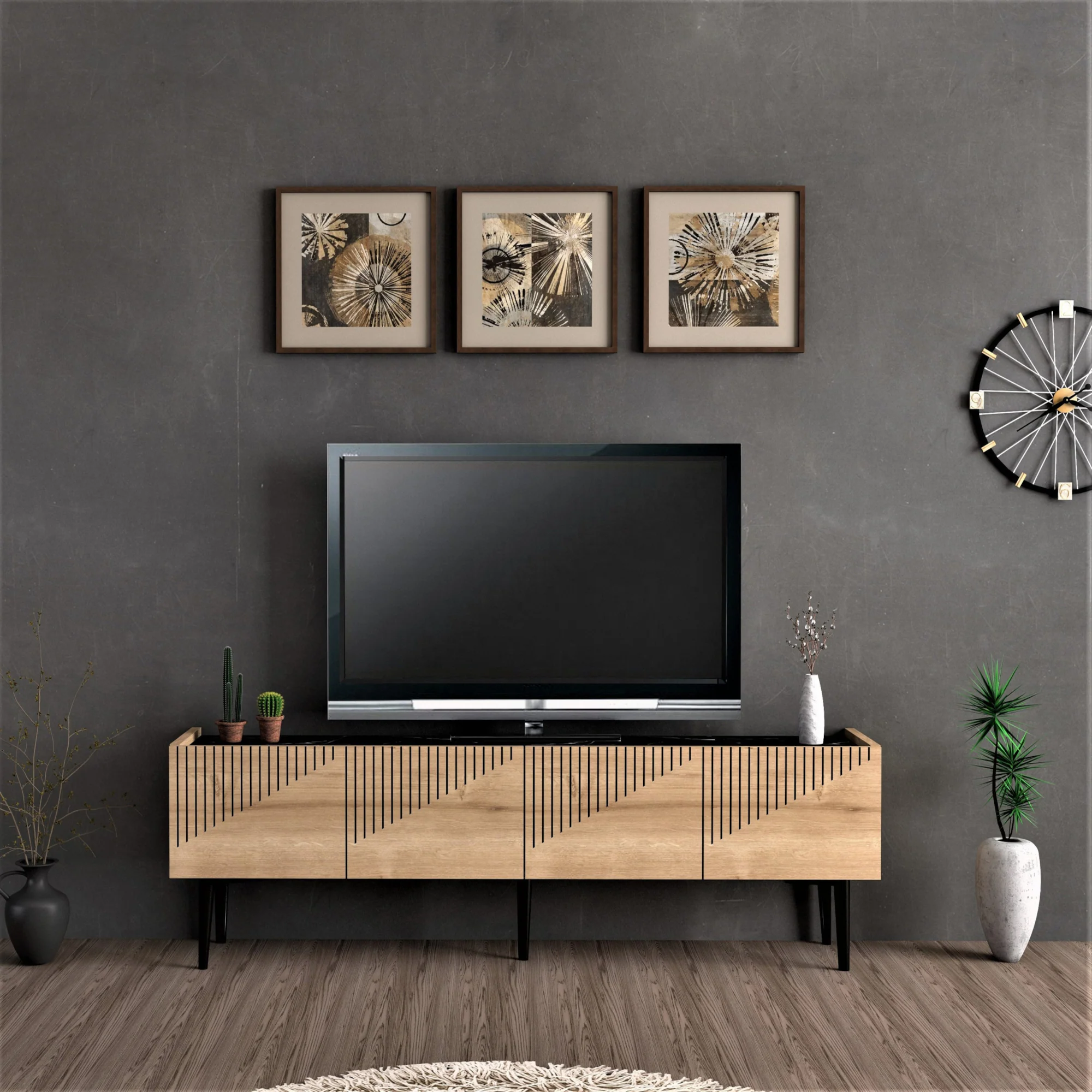 TV meubel Oppdal 45x154x37 cm [en.casa] - Image 4
