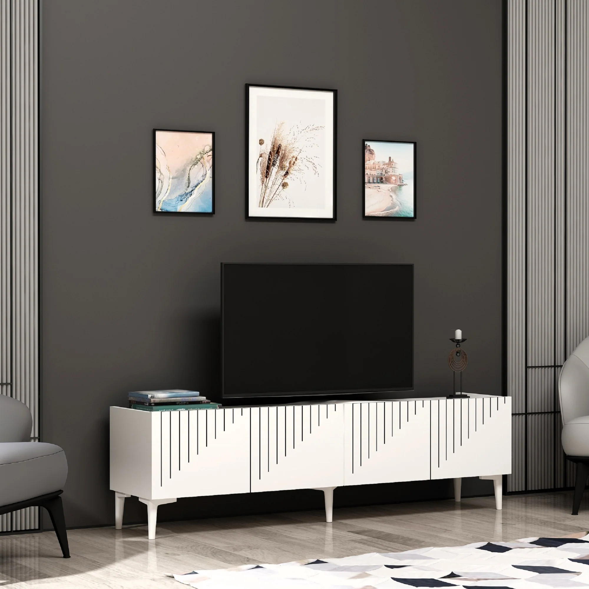 TV meubel Oppdal 45x154x37 cm [en.casa] - Image 5