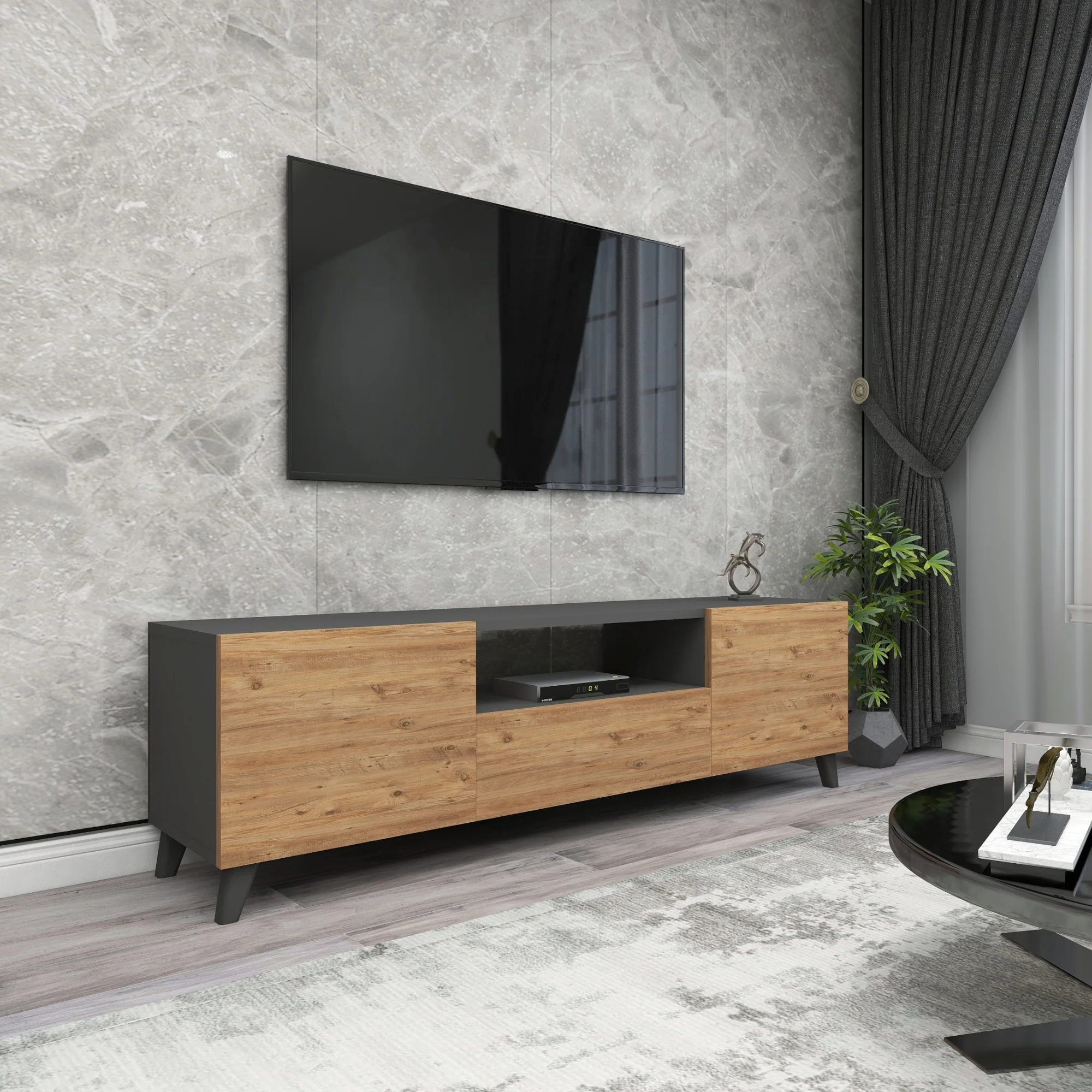 [en.casa] TV meubel Torsby 46x140x30 cm - 3 varianten - Image 2