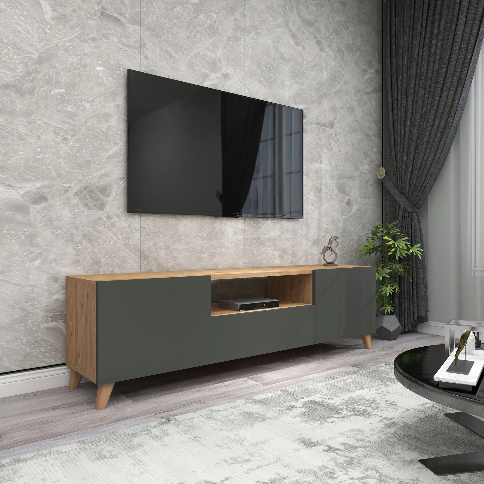 [en.casa] TV meubel Torsby 46x140x30 cm - 3 varianten - Image 3