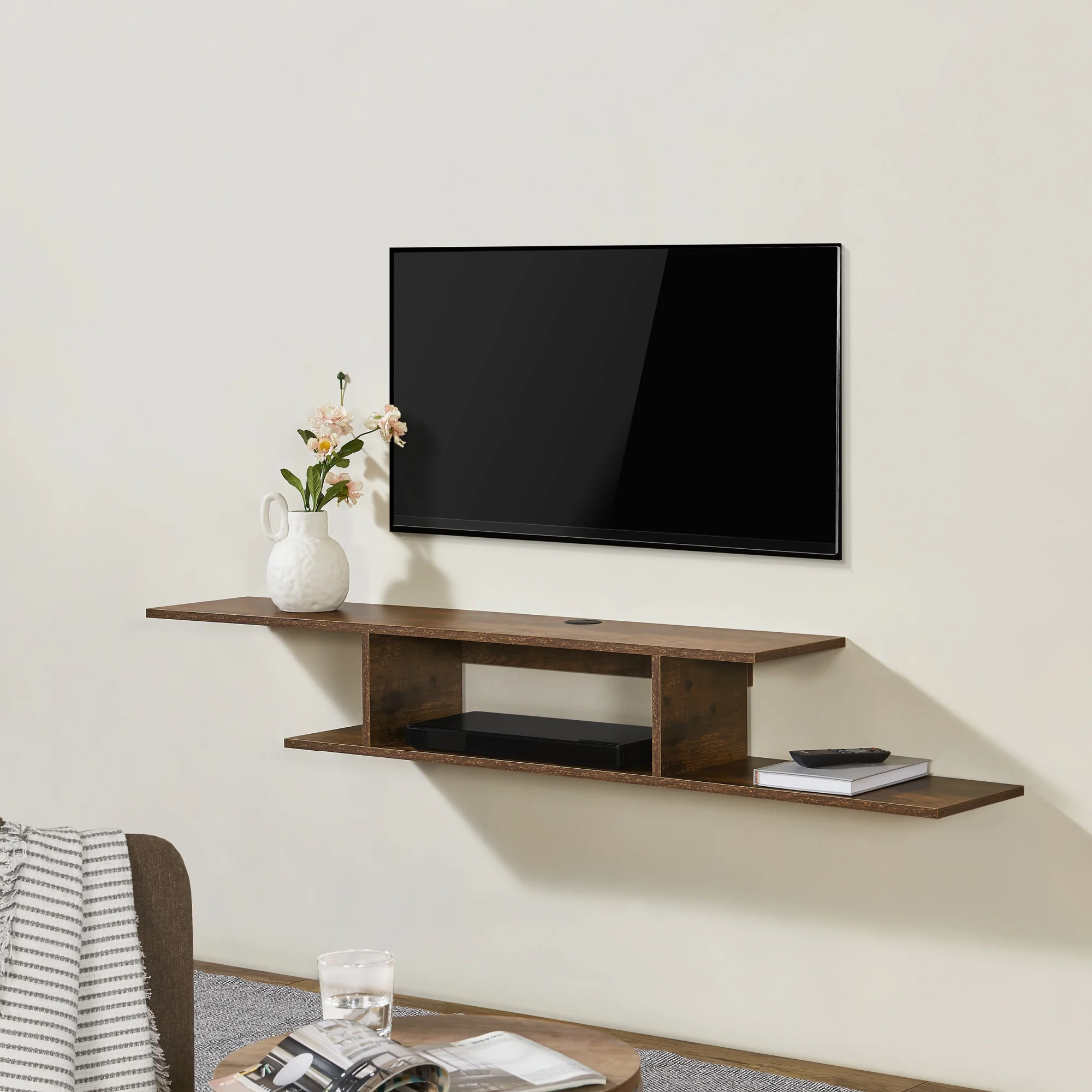 [en.casa] TV wandplank Støvring 21x150x25 cm - 3 varianten