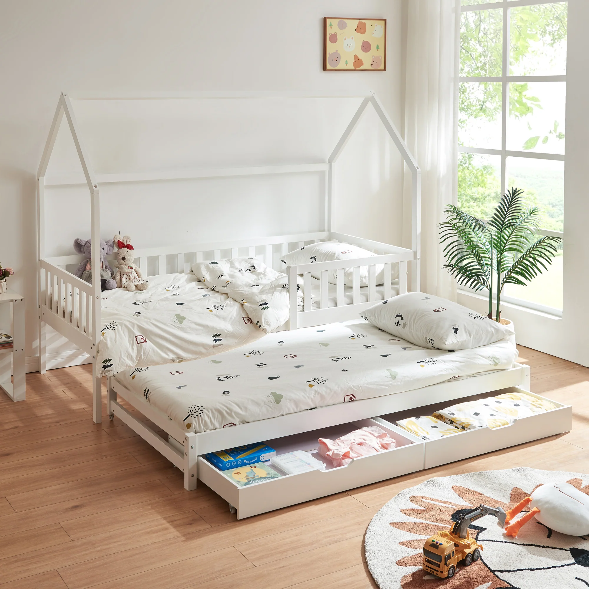 Kinderbed Aarghonmaa met uitschuifbed en opberglades 90x200 cm [en.casa] - Image 3