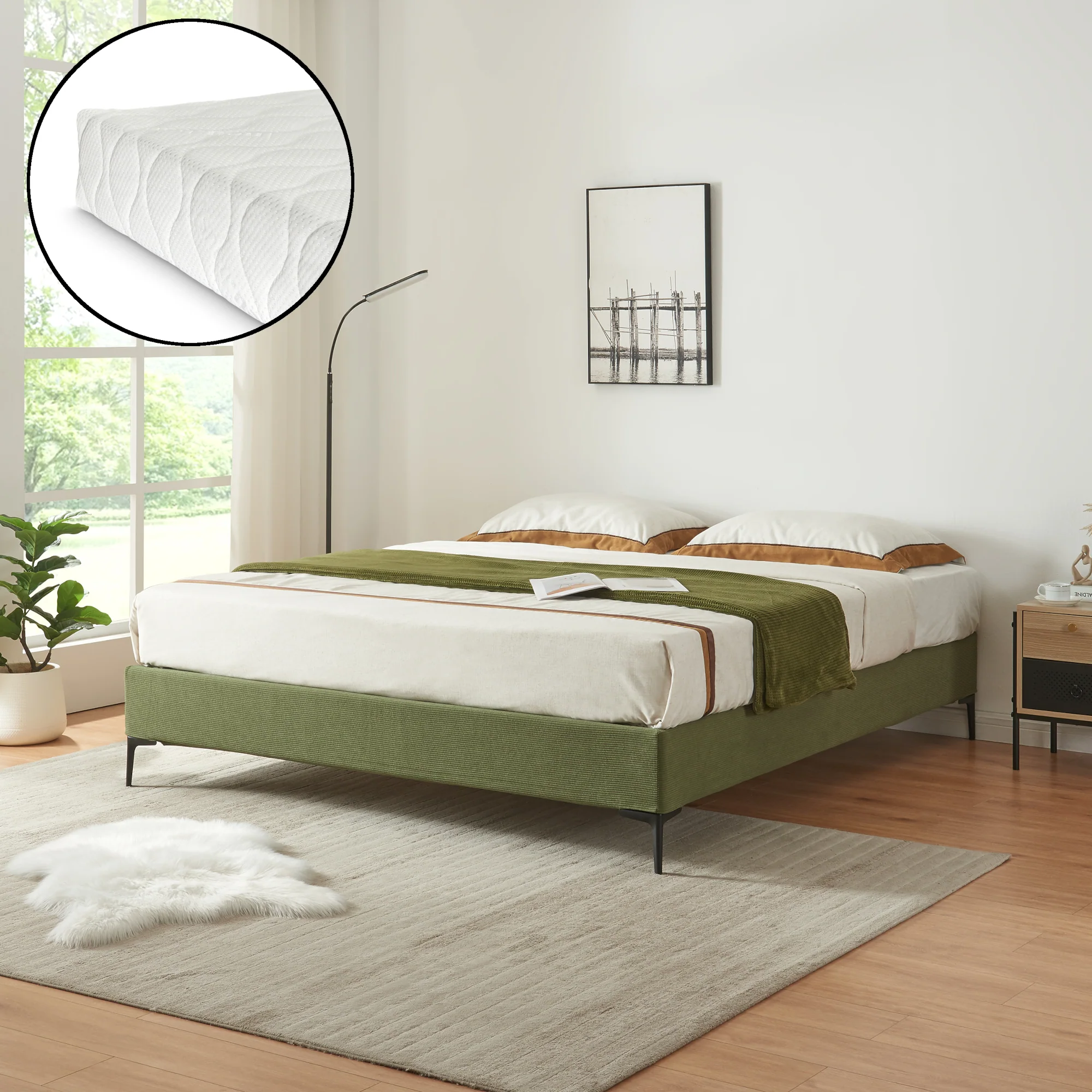 Tweepersoonsbed Lilla met bedbodem en matras [en.casa] [neu.haus] - Image 2