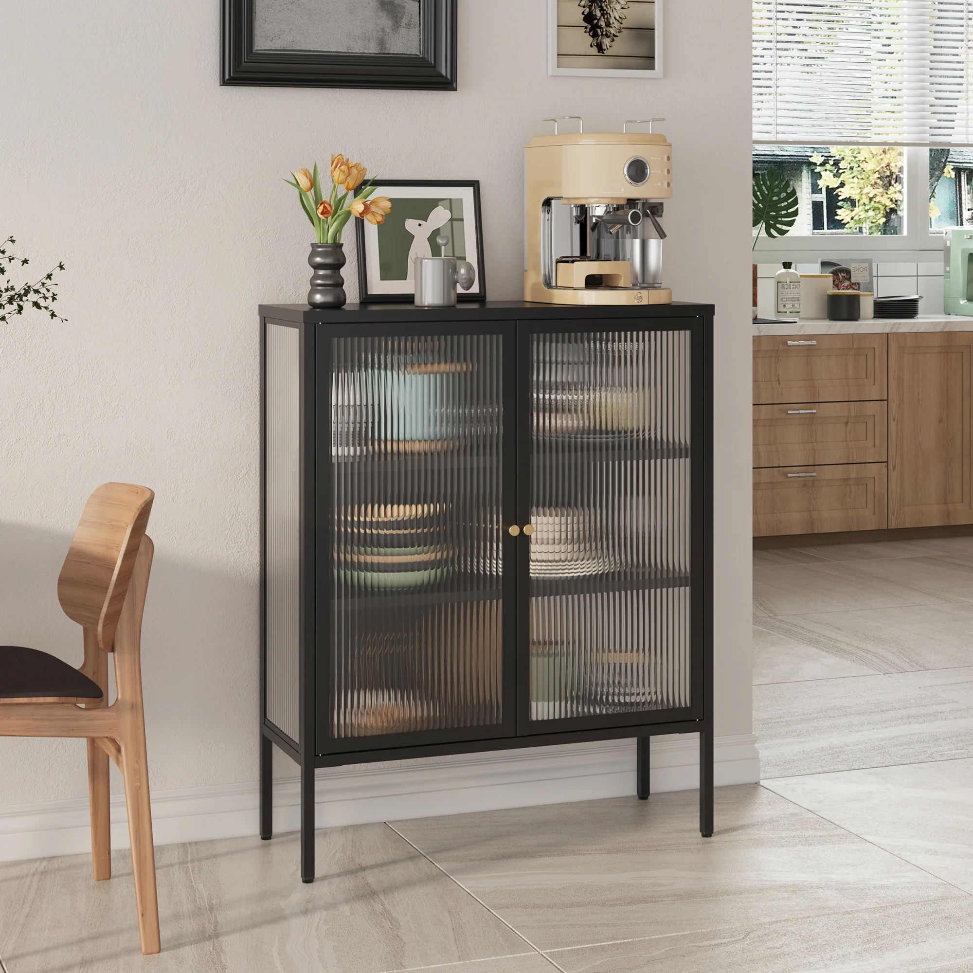 Vitrinekast Susa staal zwart [en.casa] - Image 3