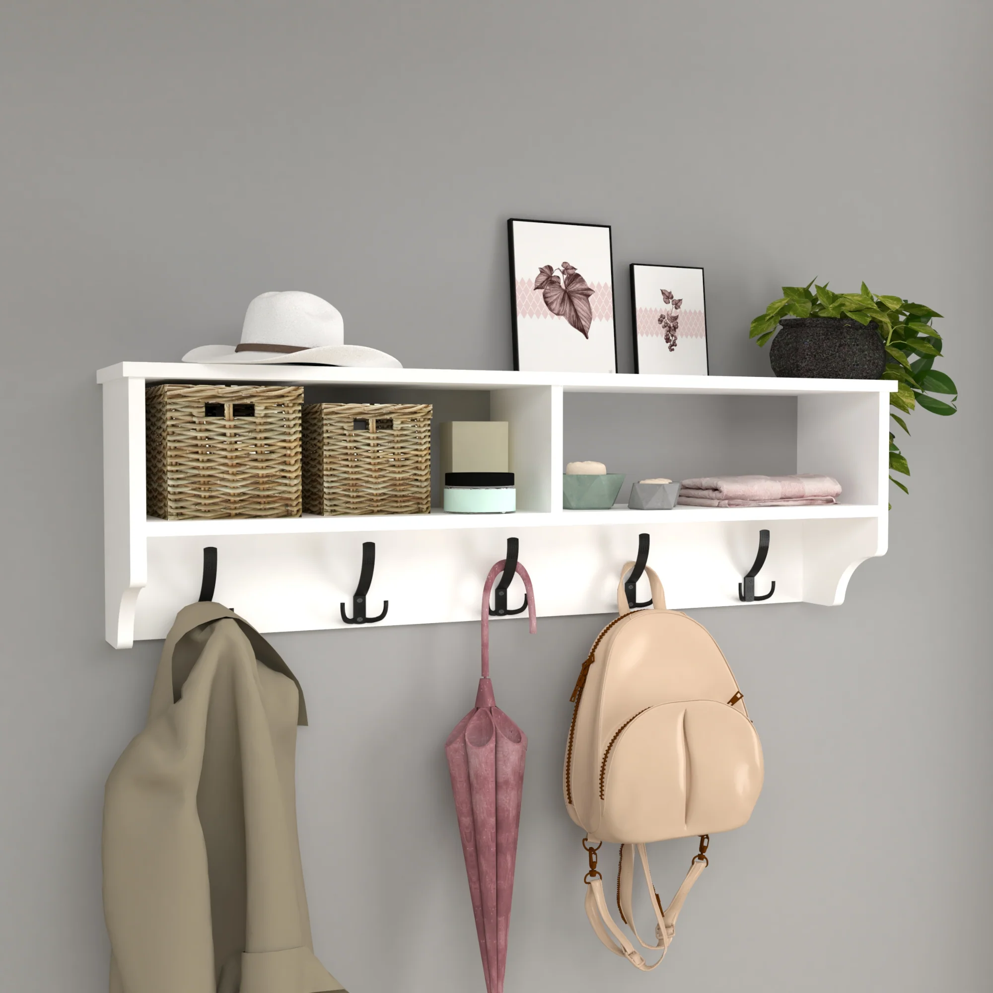 [en.casa] Wandkapstok Åstorp met 2 vakken 37x120x22 cm - 2 varianten - Image 2
