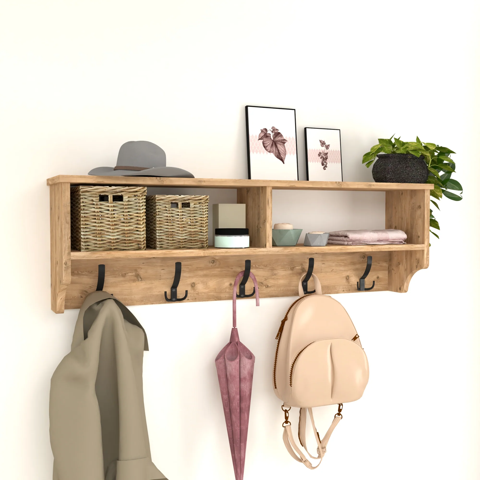 [en.casa] Wandkapstok Åstorp met 2 vakken 37x120x22 cm - 2 varianten - Image 3