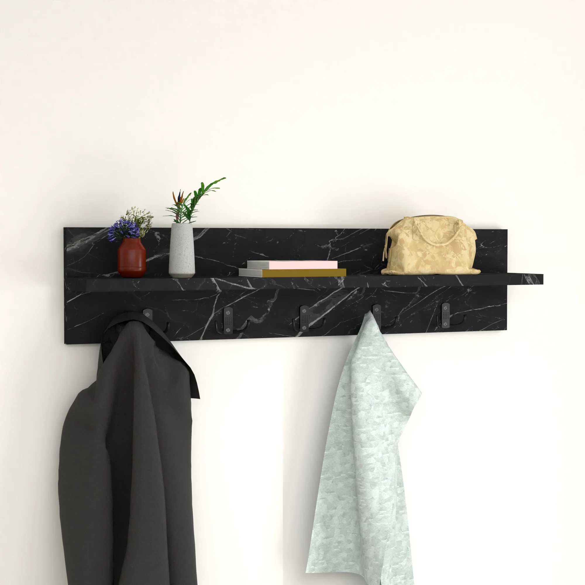 [en.casa] Wandkapstok Hammarö met plank 80x13x18 cm - 5 varianten - Image 2