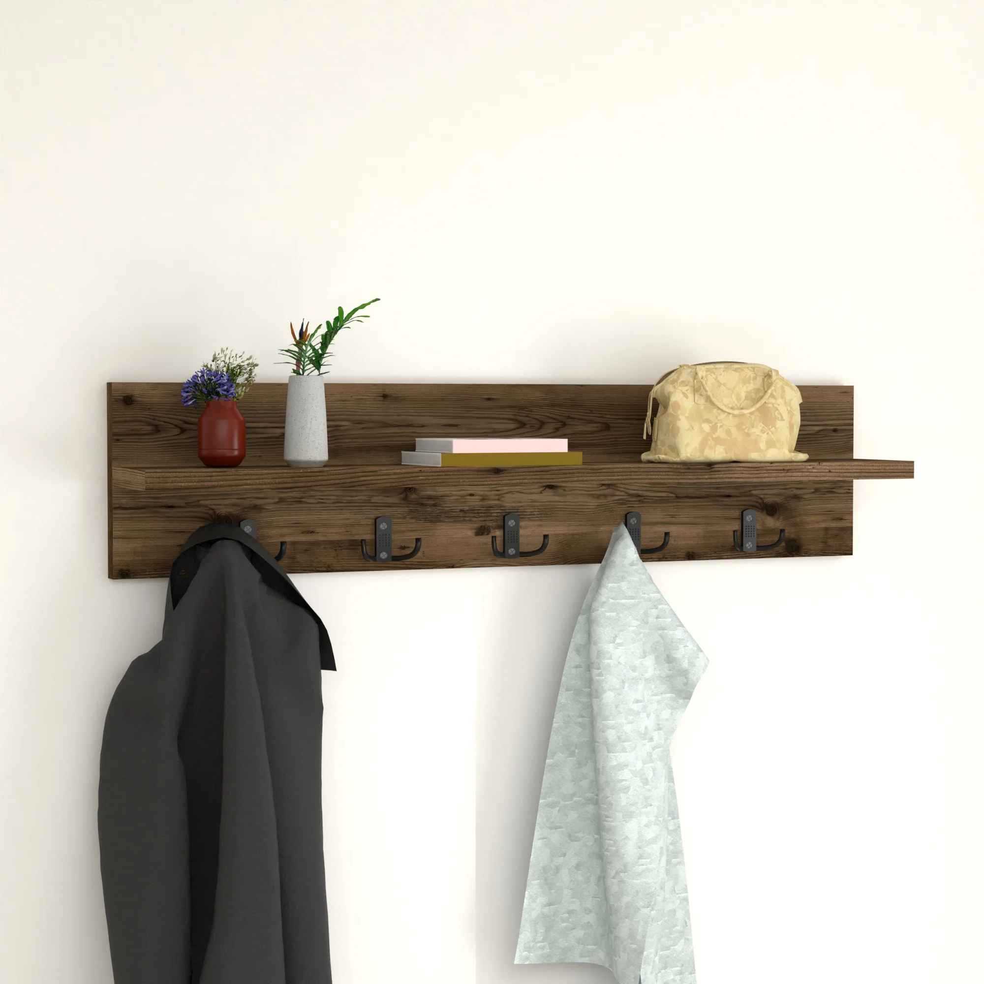 [en.casa] Wandkapstok Hammarö met plank 80x13x18 cm - 5 varianten - Image 3