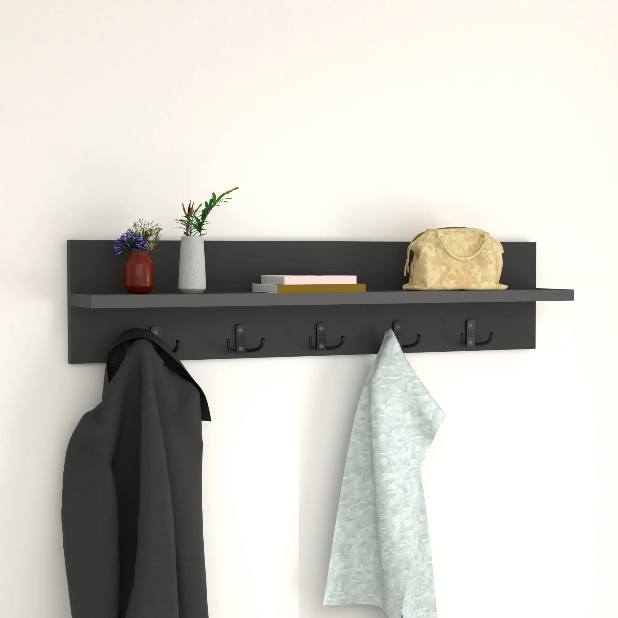 [en.casa] Wandkapstok Hammarö met plank 80x13x18 cm - 5 varianten - Image 4