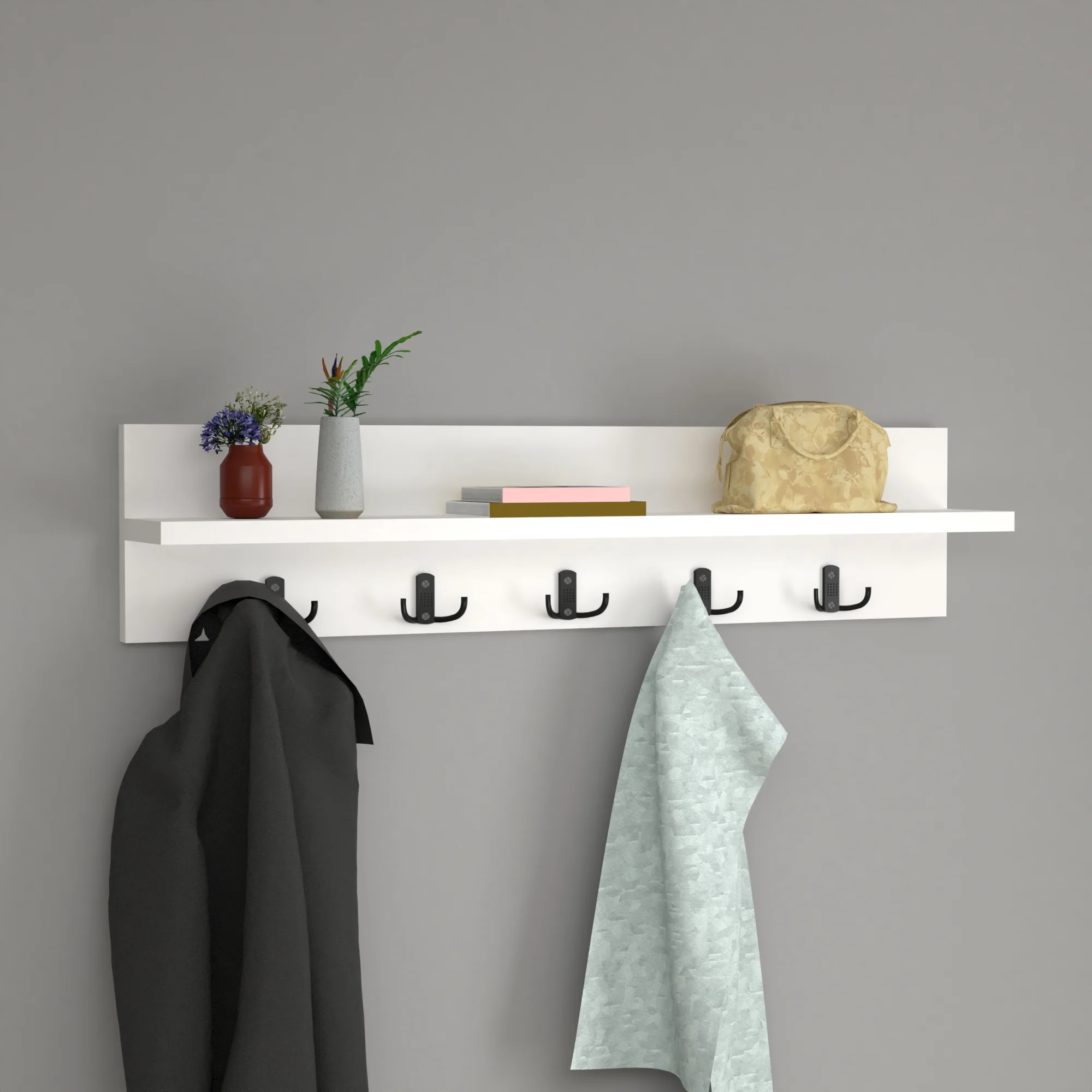 [en.casa] Wandkapstok Hammarö met plank 80x13x18 cm - 5 varianten - Image 5