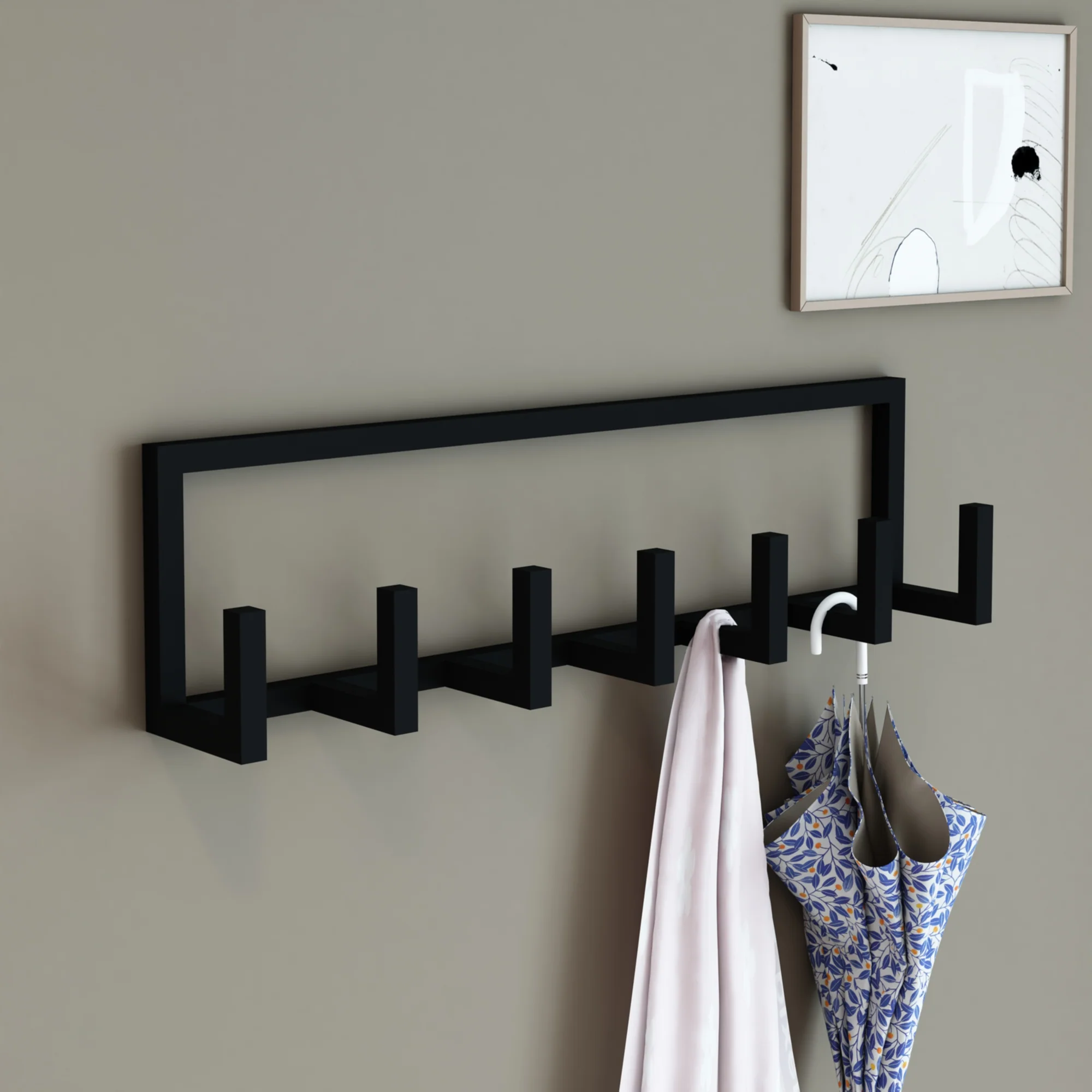 [en.casa] Wandkapstok Lyngen 75x10x20 cm zwart