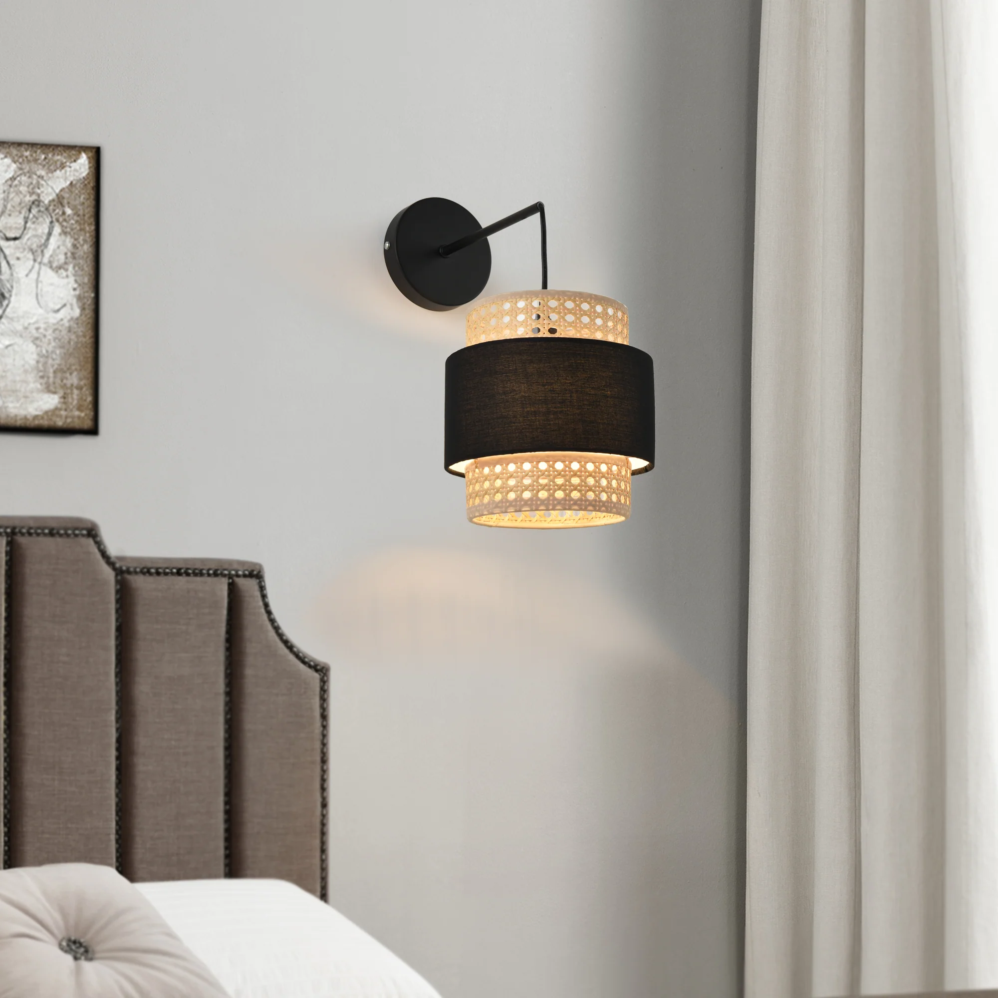 Wandlamp set van 1/2/3 Southampton 36x30x18 cm E14 zwart en beige lux.pro - Image 2
