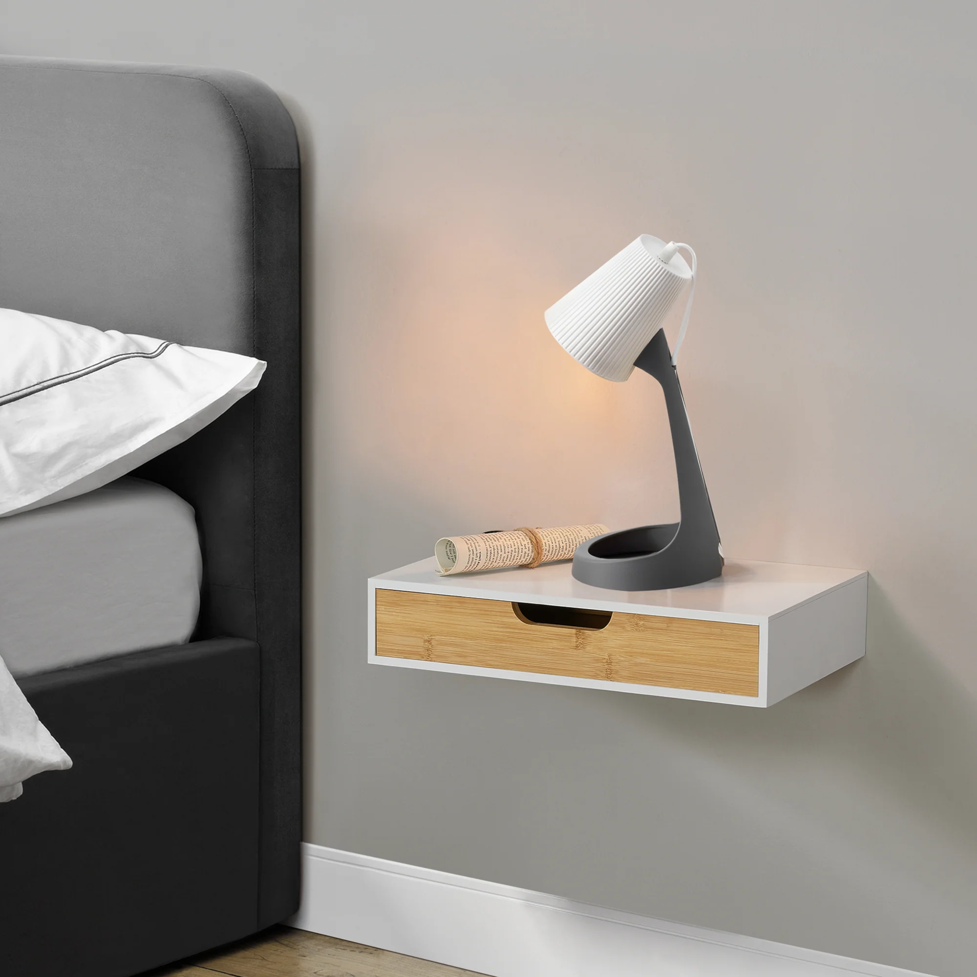 Wandplank met lade Bokn bamboe 40x24x8 cm [en.casa] - Image 9