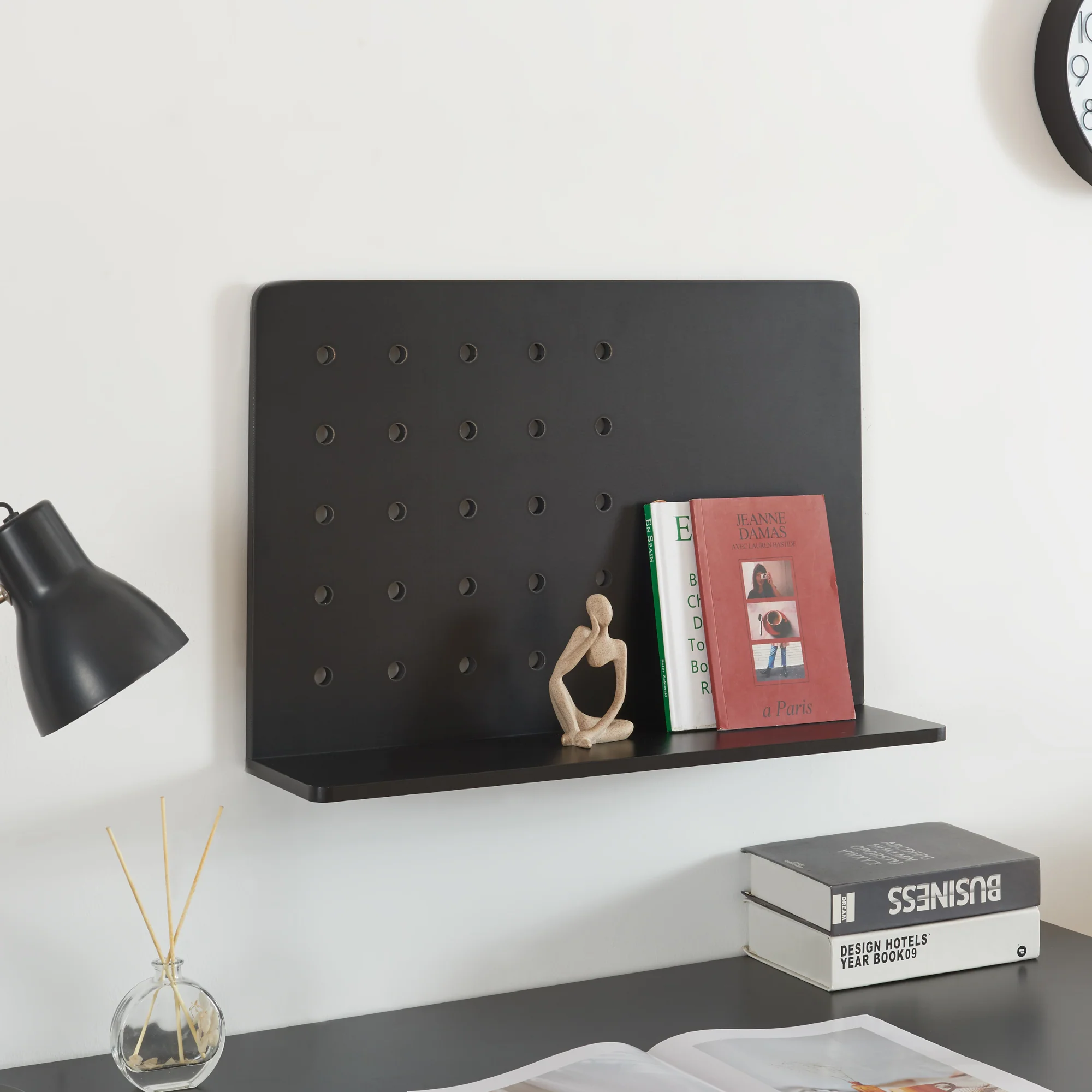 Wandplank Dønna 60x15x40 cm mdf zwart [en.casa]