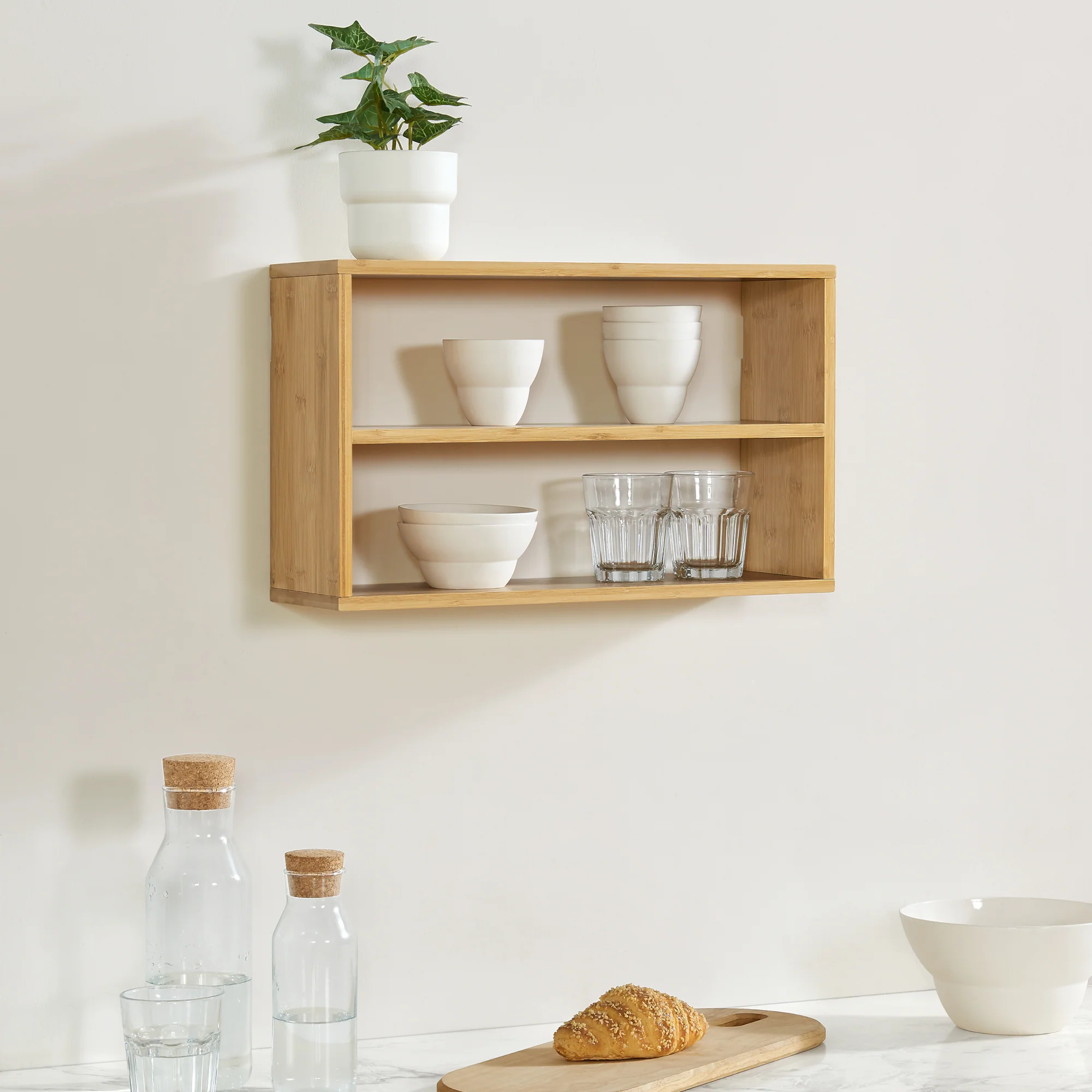 [en.casa] Wandrek keukenrek Gol 50x15x30 cm bamboe