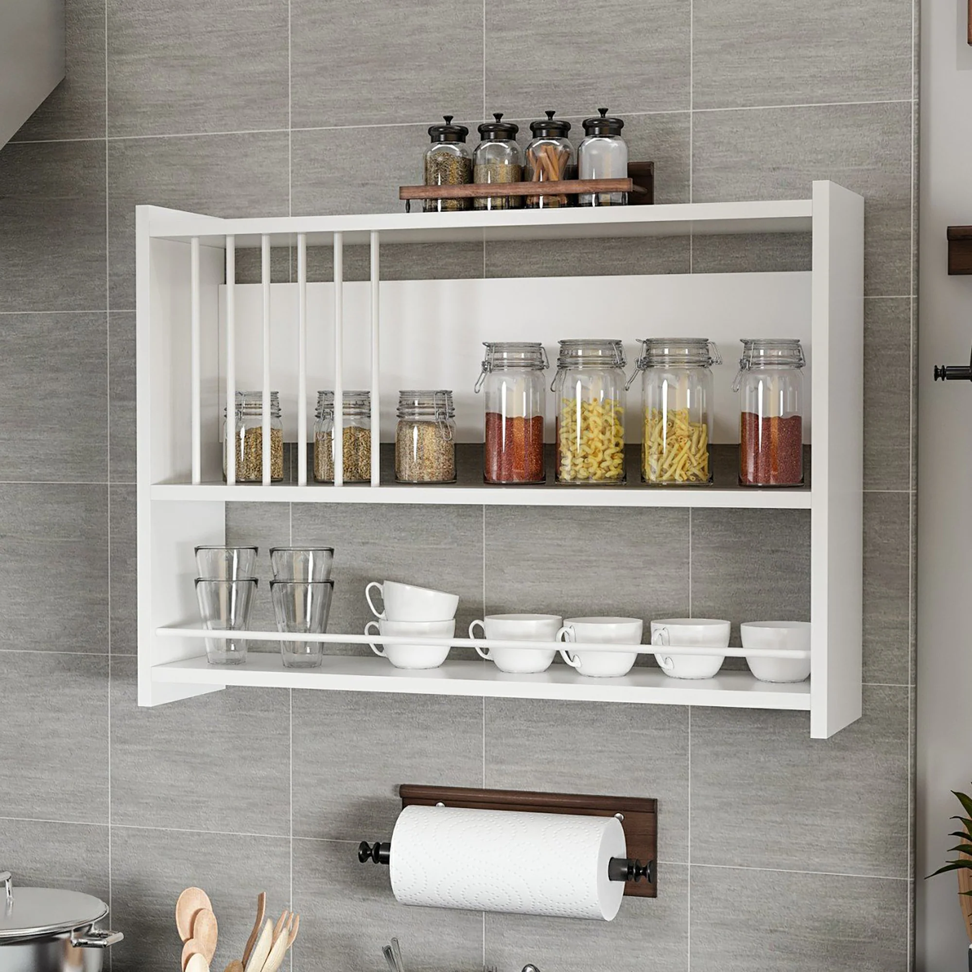 [en.casa] Wandplank Helsingør 60x84x20 cm wit