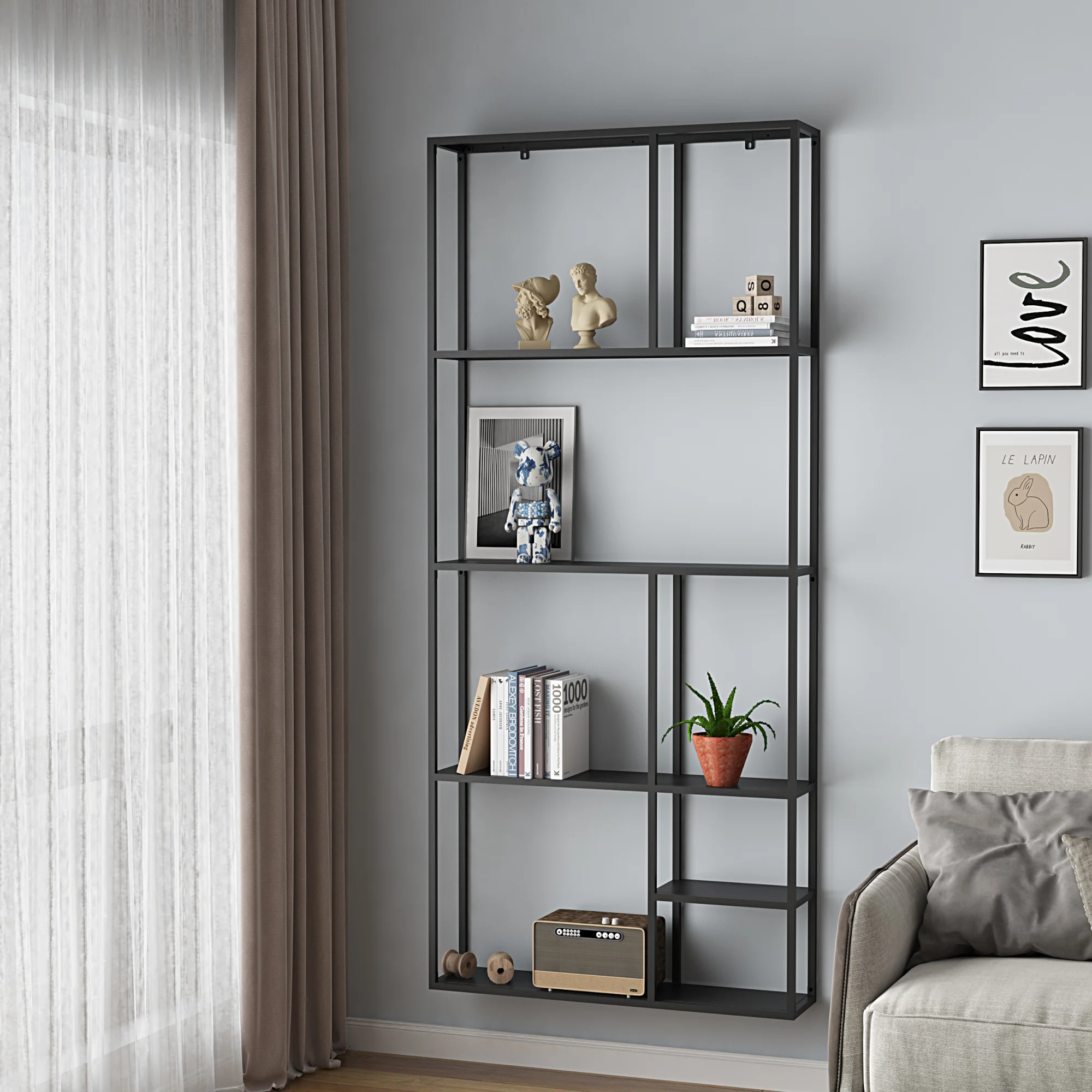 [en.casa] Wandplank Jämijärvi staal zwart - 5 varianten - Image 3