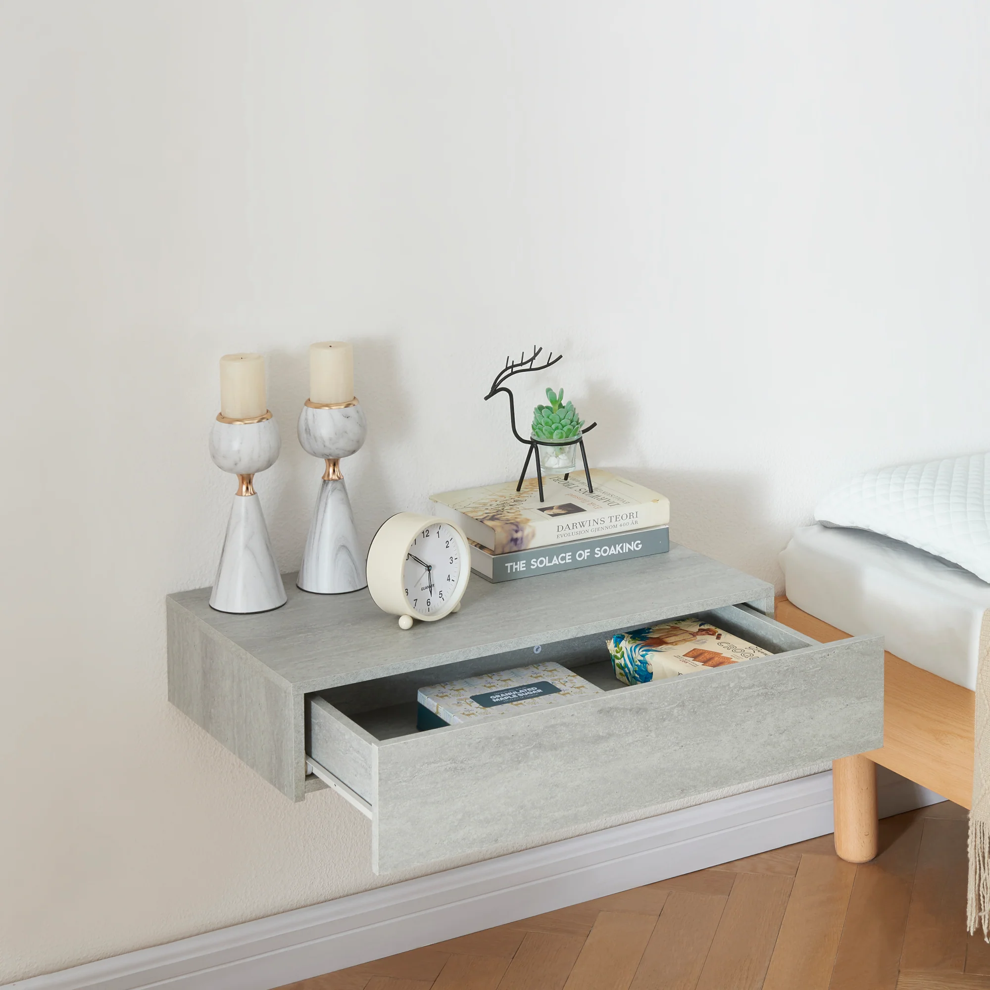 [en.casa] Wandplank Kärsämäki met lade 60x35x12 cm - 2 varianten - Image 2