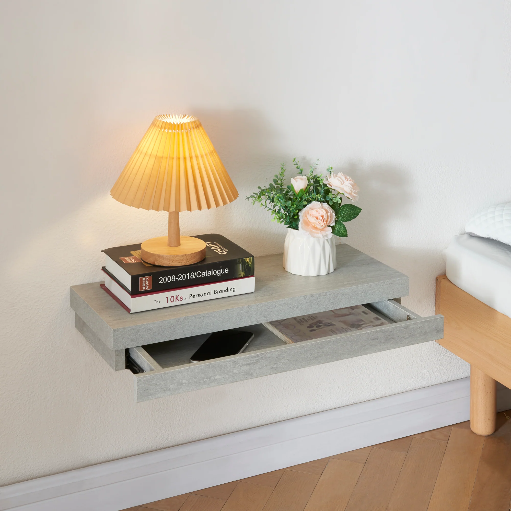 [en.casa] Wandplank Karkkila met lade 60x23,5x8 cm - 2 varianten - Image 2