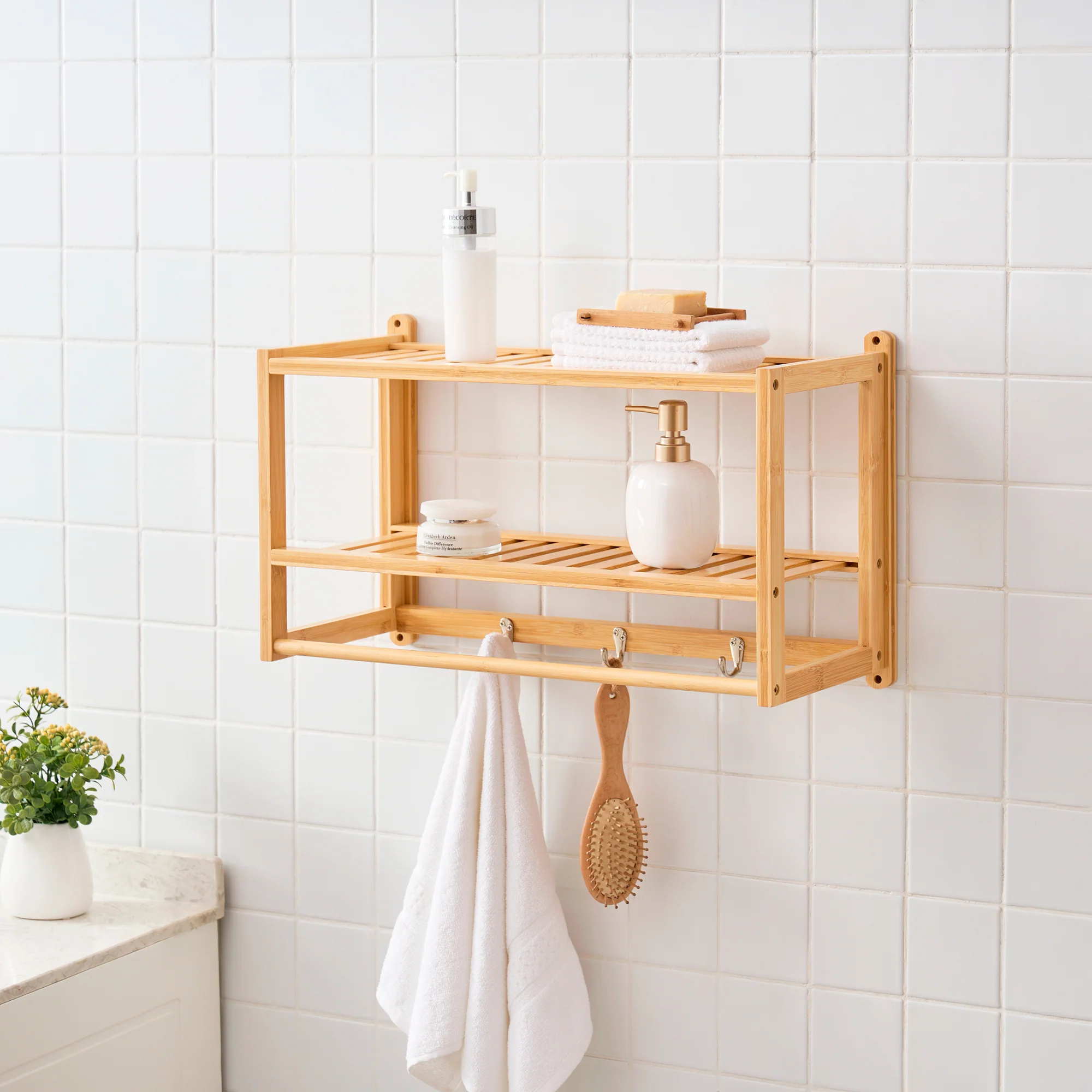 [en.casa] Badkamerrek Thyborøn wandmontage 30x55x22,5 cm bamboe