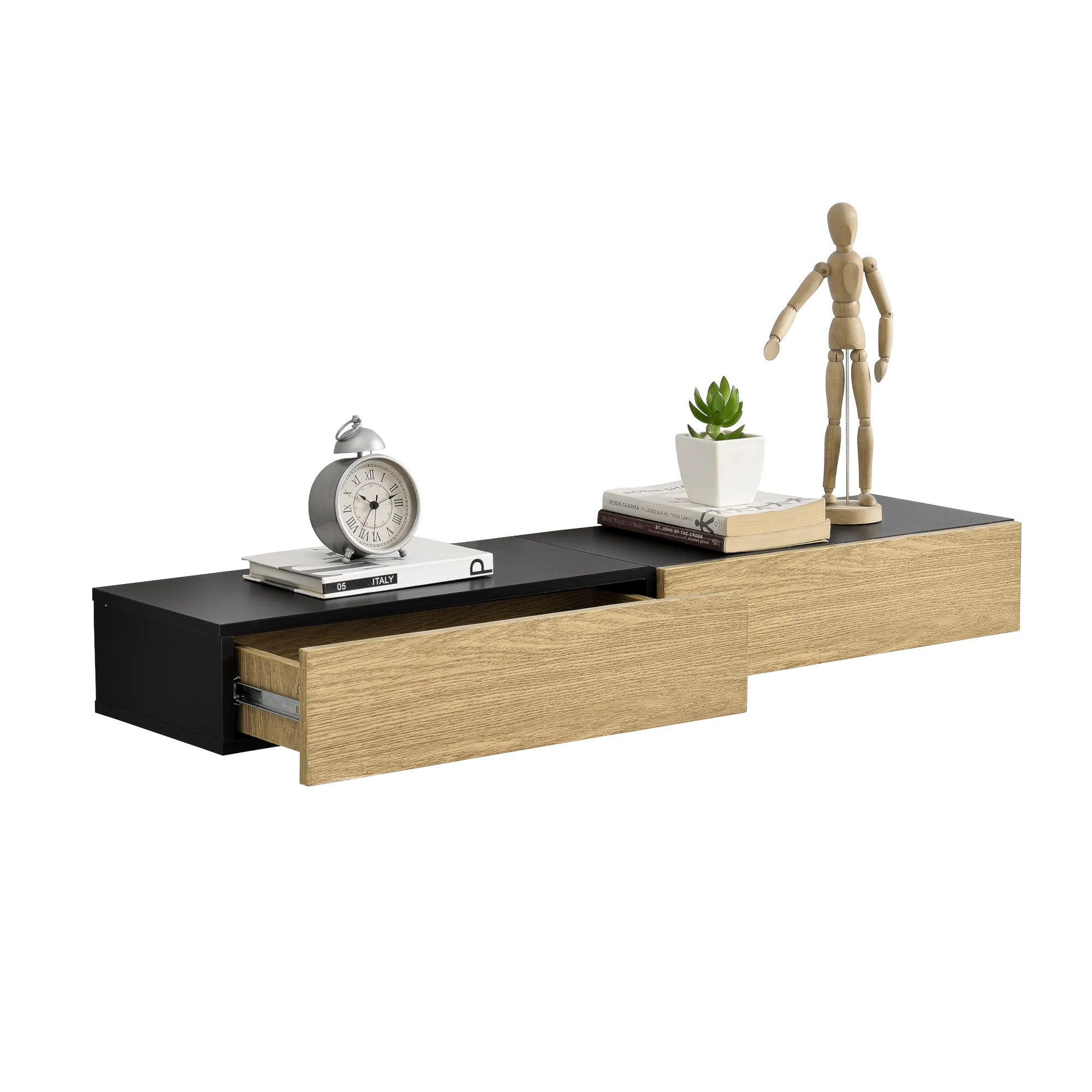 Wandplank met lade 50x24x12cm 2 stuks set - verschillende kleuren - Image 2