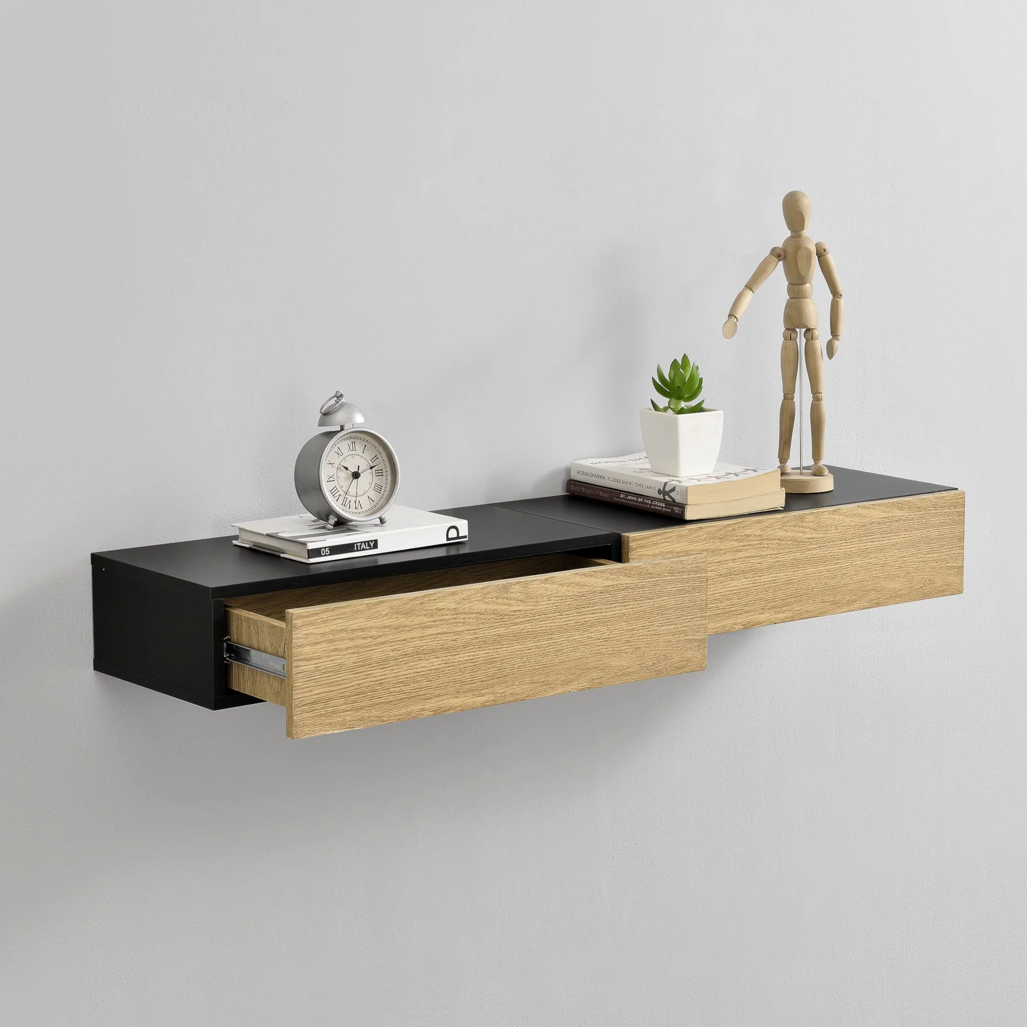 Wandplank met lade 50x24x12cm 2 stuks set - verschillende kleuren - Image 4