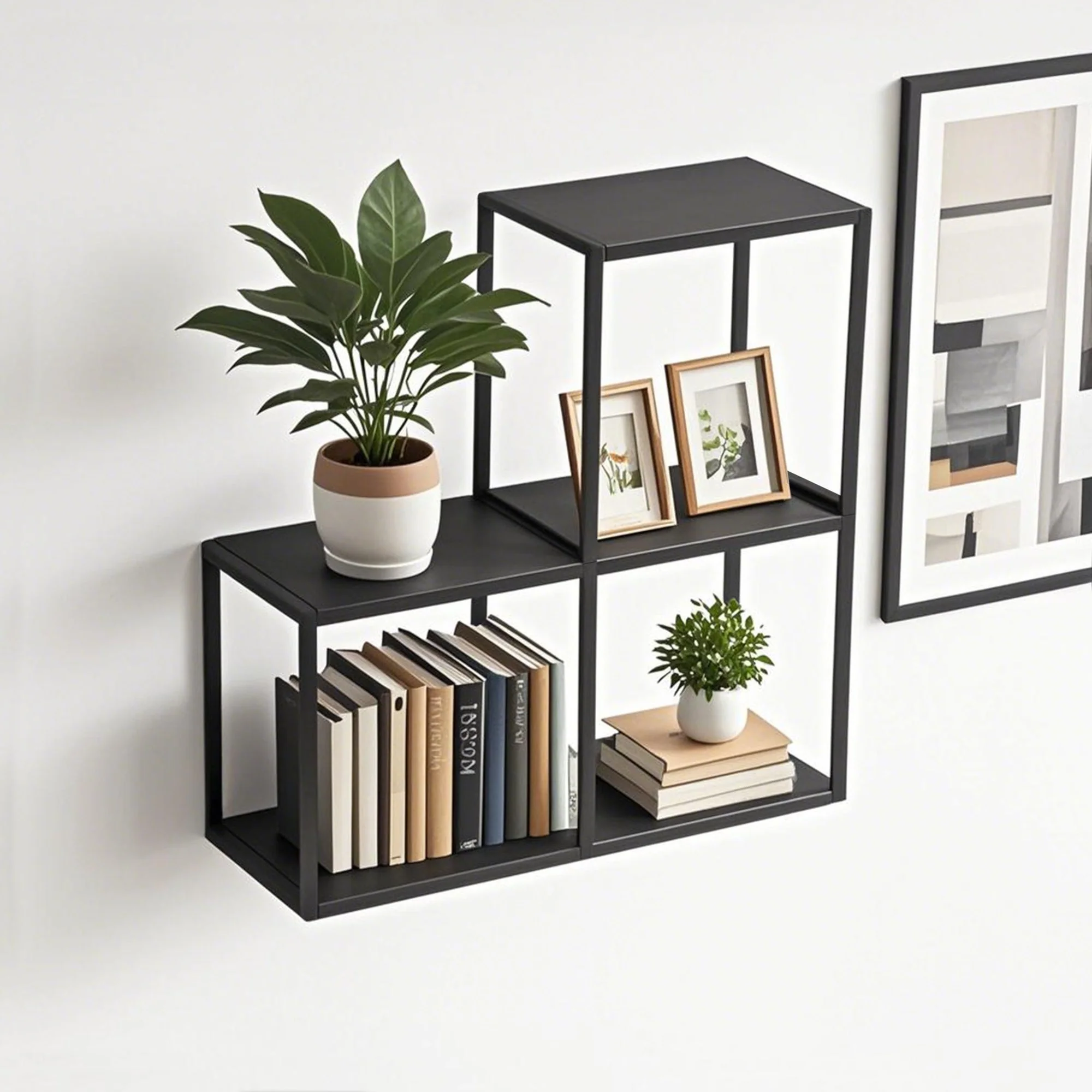 Wandplankenset Nostened vierkant staal zwart [en.casa] - Image 10