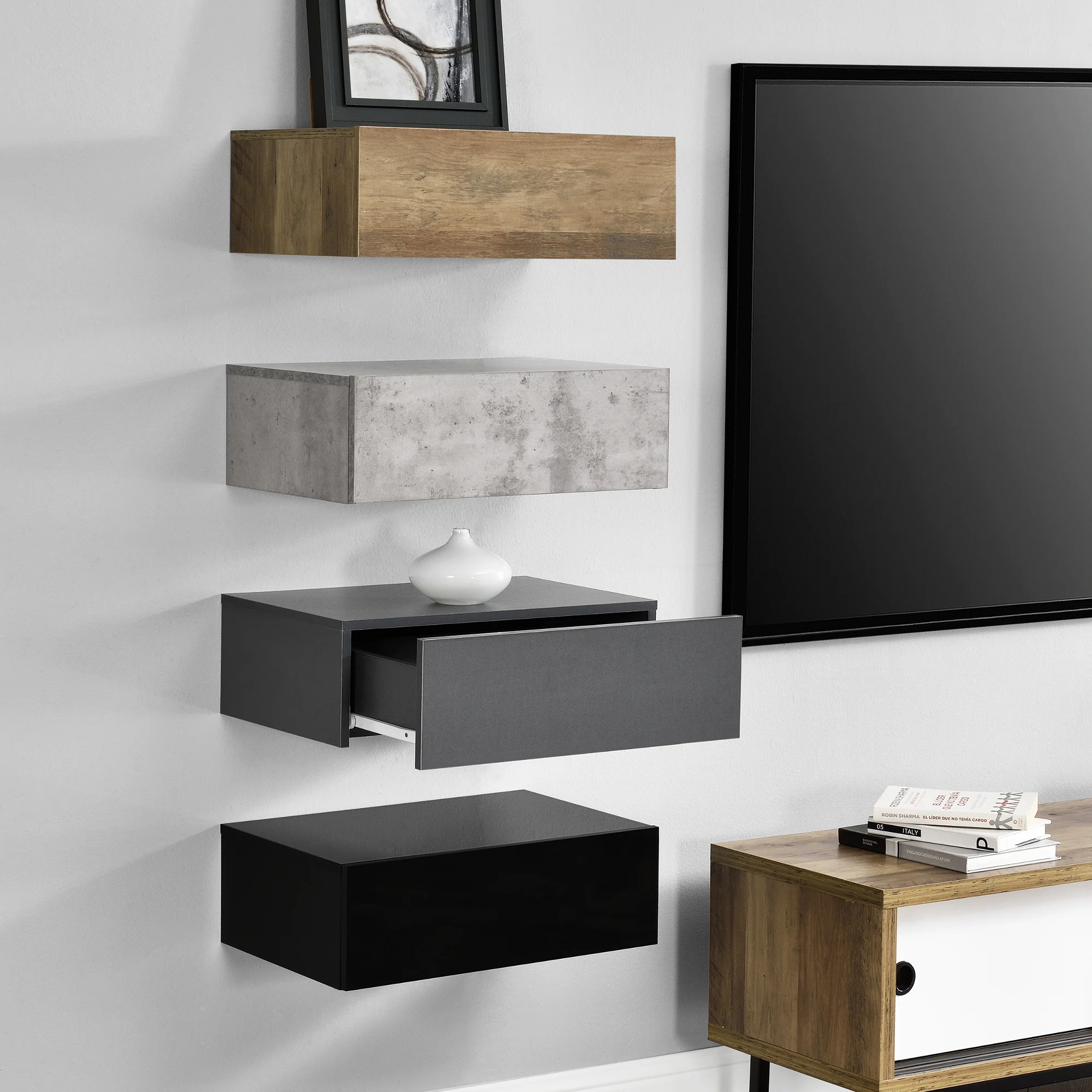 Wandplank met lade zwevend 46x30x15 cm - 18 varianten - Image 7
