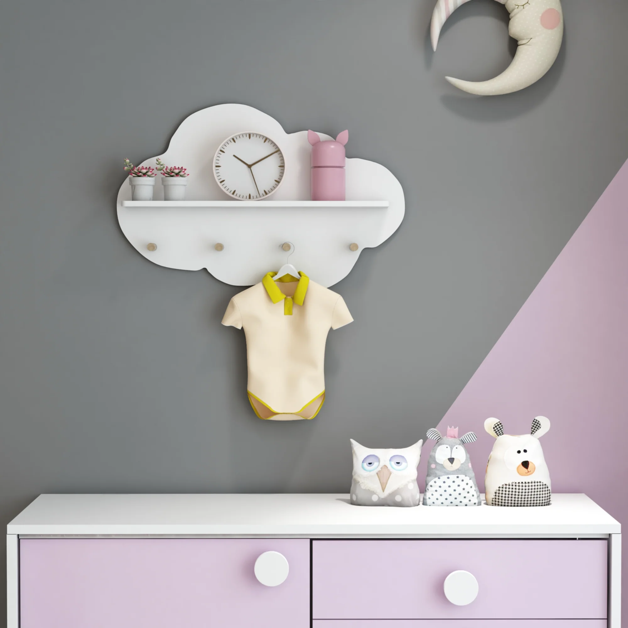 [en.casa] Wandplank voor kinderen Skanderborg wit - 8 varianten