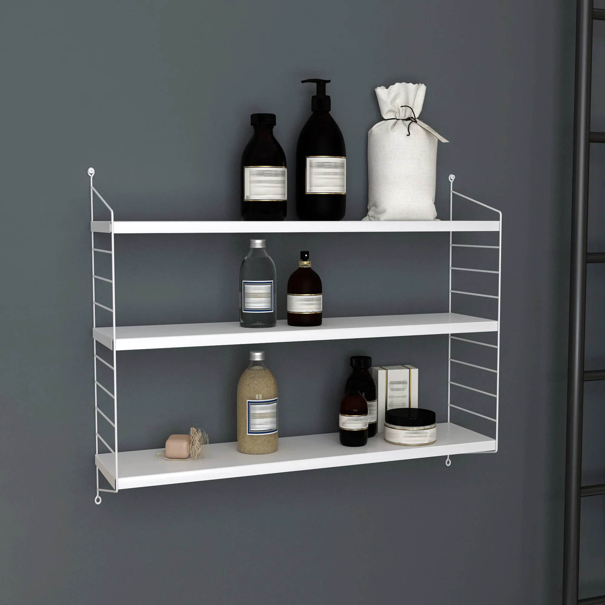 [en.casa] Wandrek Strängnäs met 3 planken 50x60x15 cm - 3 varianten - Image 2