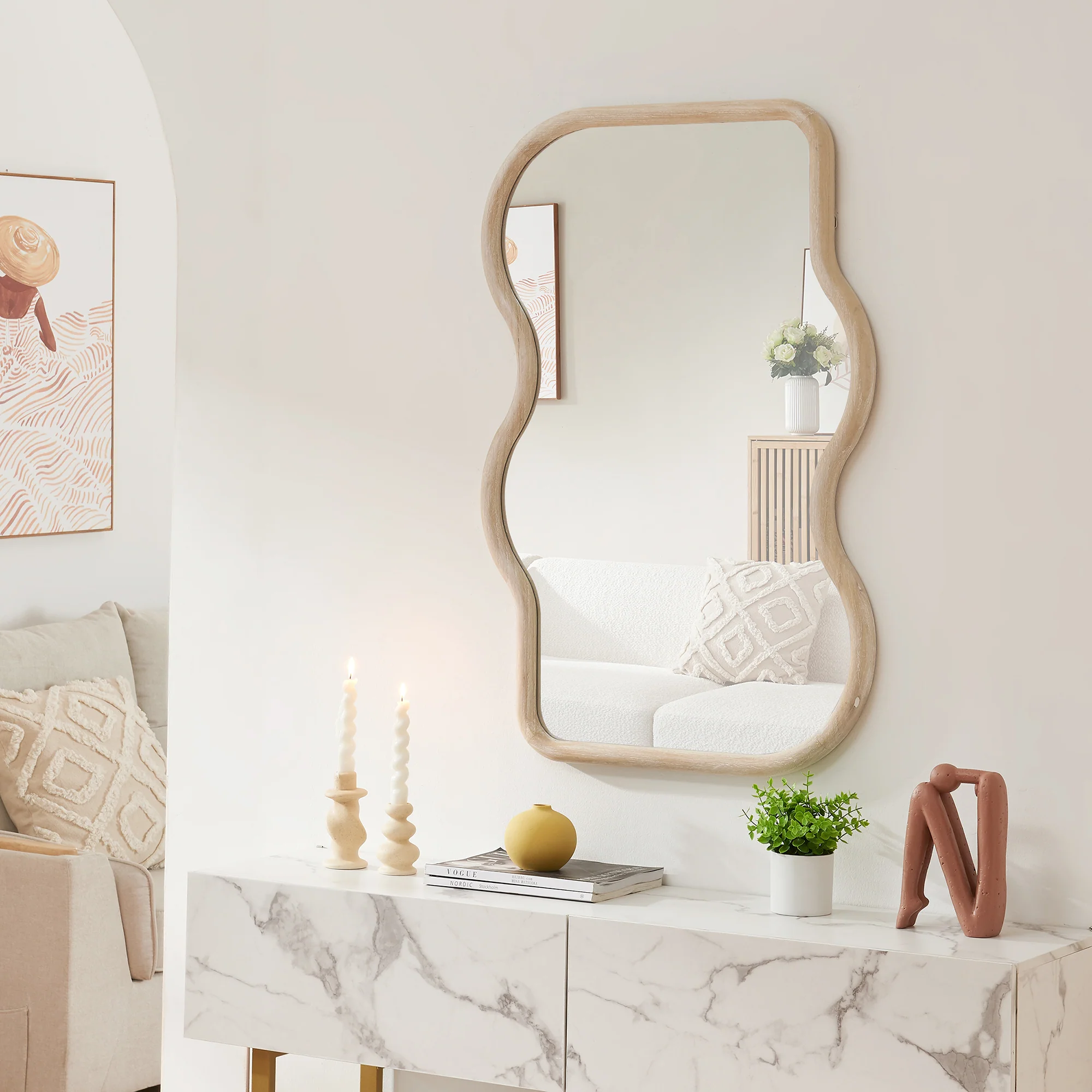 Wandspiegel Bellerirnu 90x60 cm sonoma eikenkleurig [en.casa]