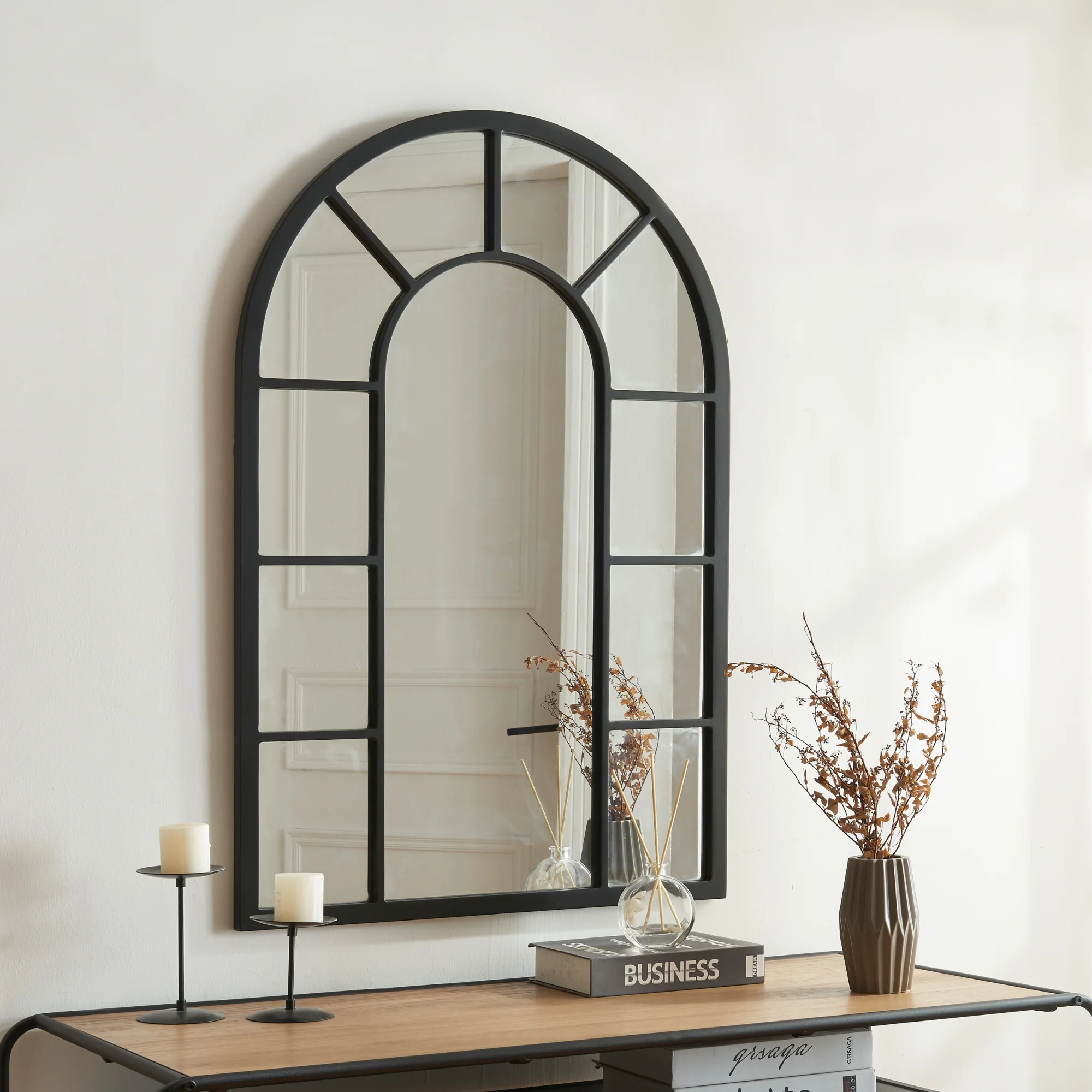 [en.casa] Wandspiegel Enonkoski 90x60 cm zwart