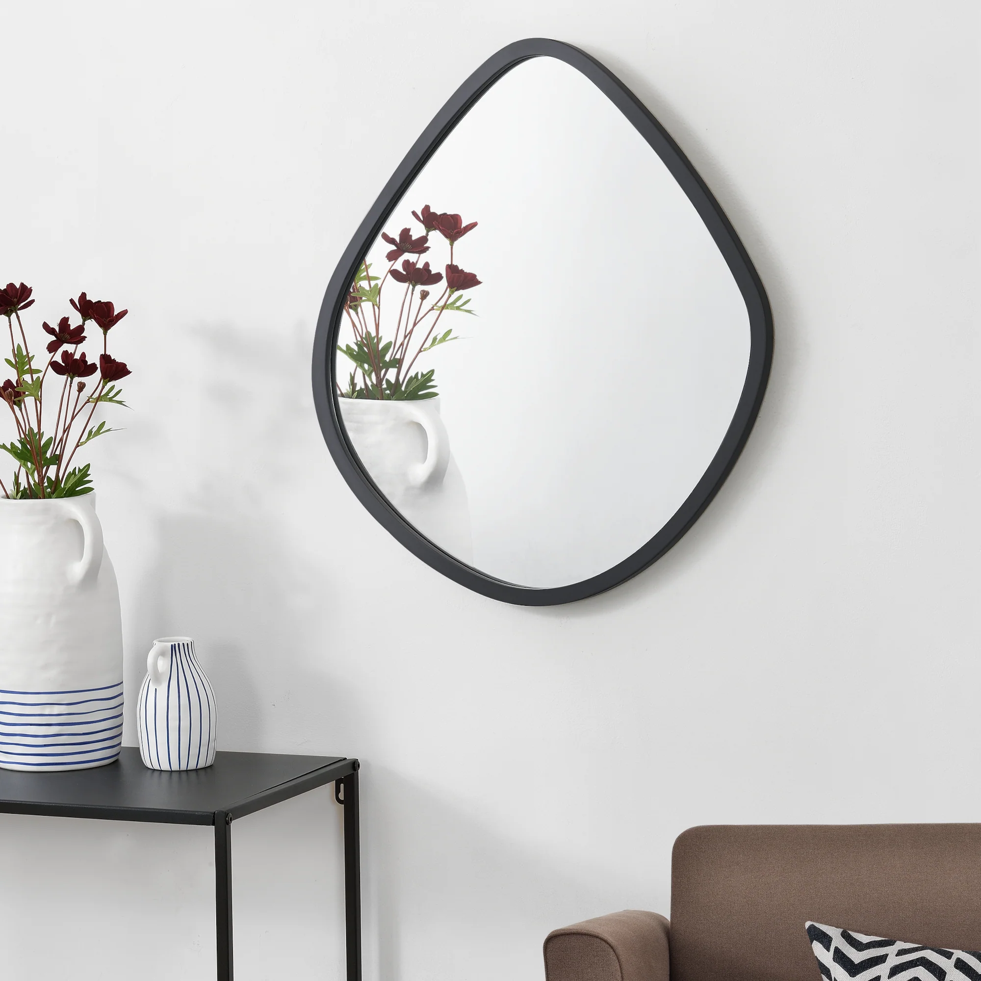 [en.casa] Spiegel Galatone hangend 64x60 cm zwart mat