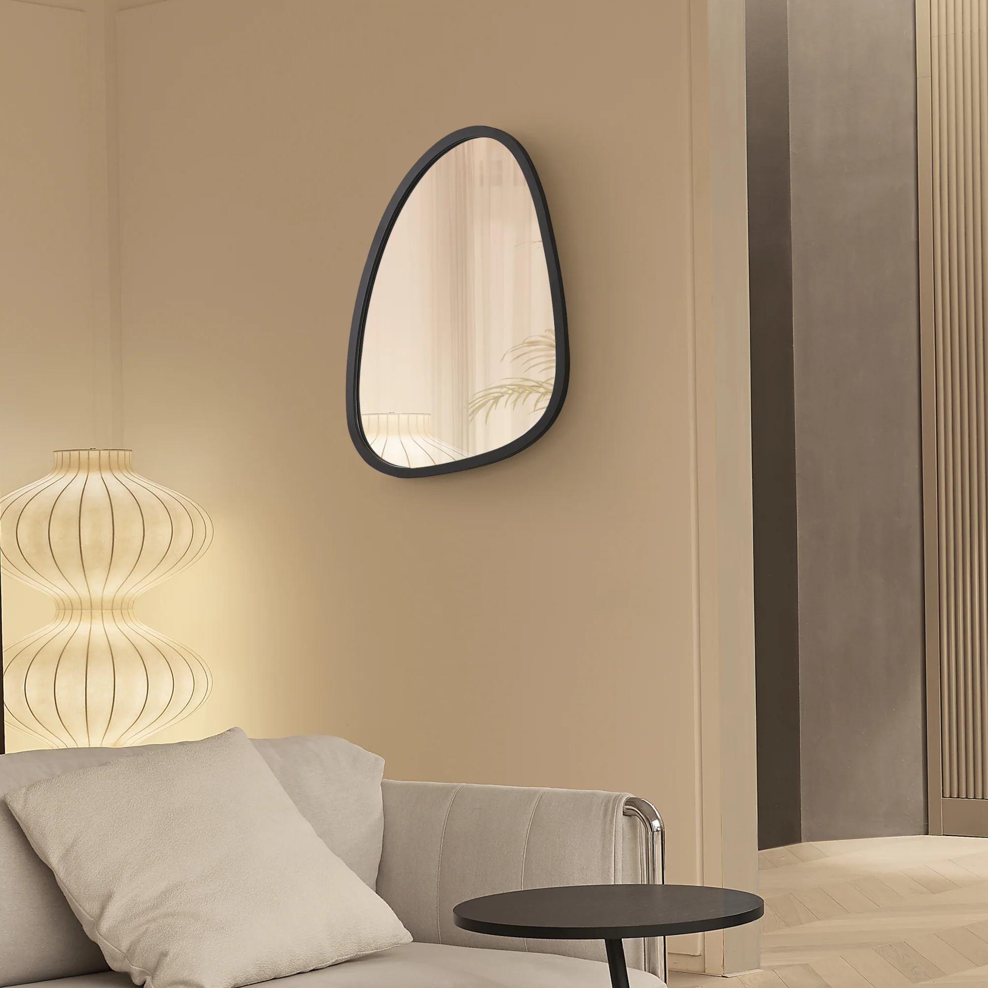 [en.casa] Spiegel Grottole hangend 62x50 cm zwart mat