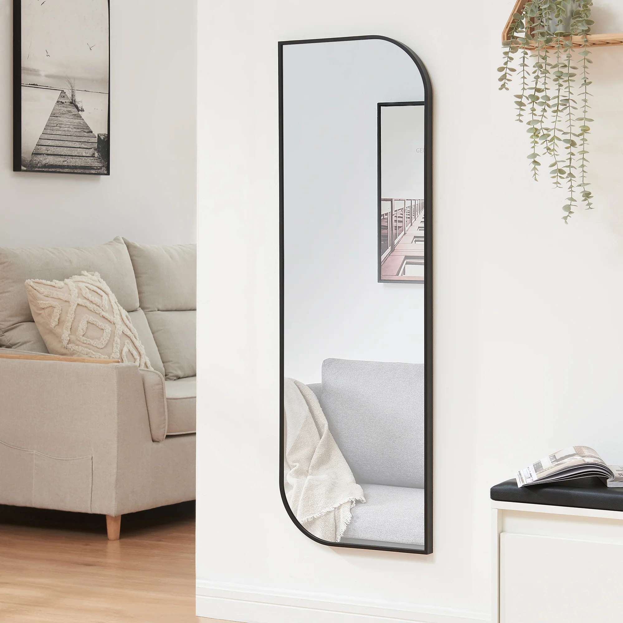 Wandspiegel Tarvindak 120x40 cm zwart [en.casa]