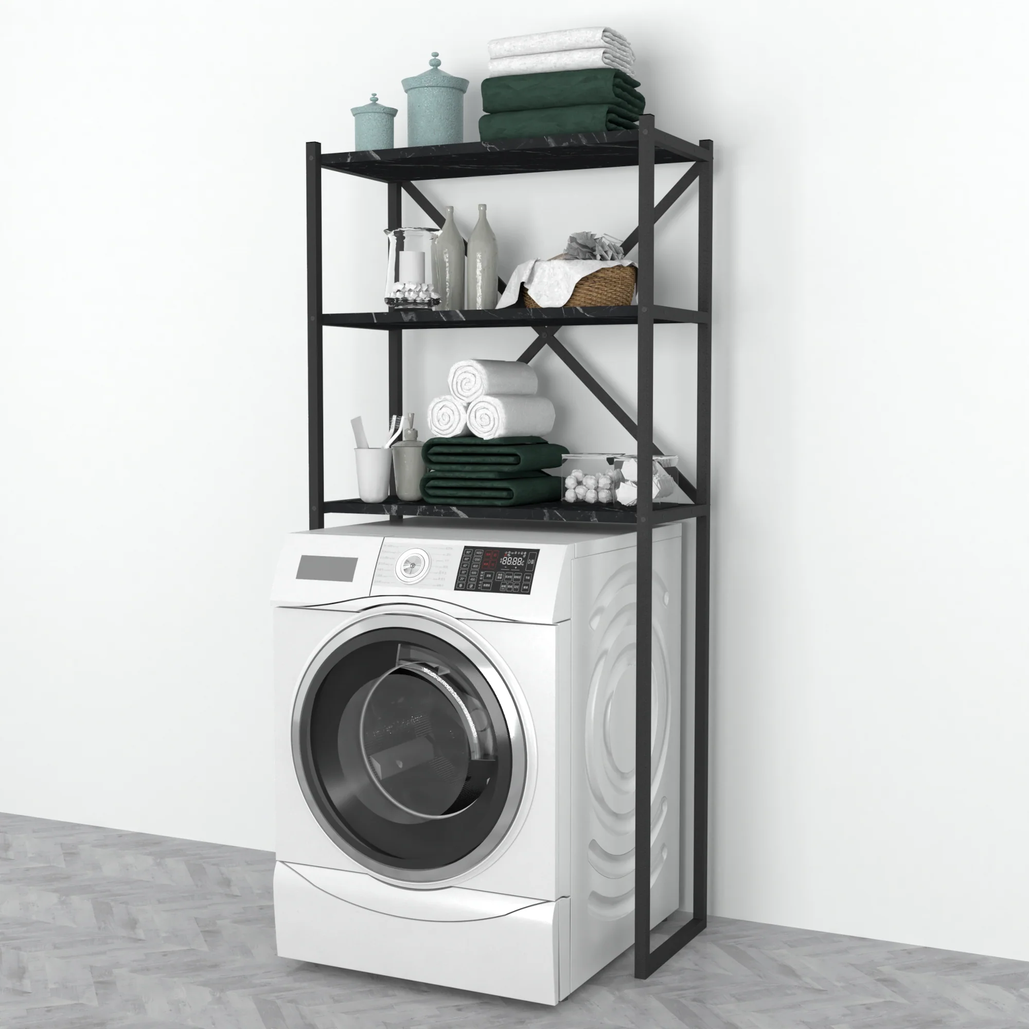 [en.casa] Ombouwkast Askersund voor wasmachine 160x66x34 cm - 2 varianten - Image 2