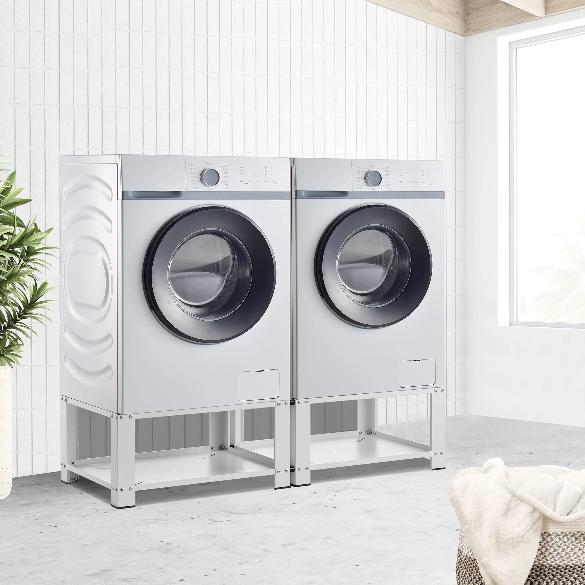 [en.casa] Wasmachine sokkel dubbel Cremlingen verhoger met planken - Image 2