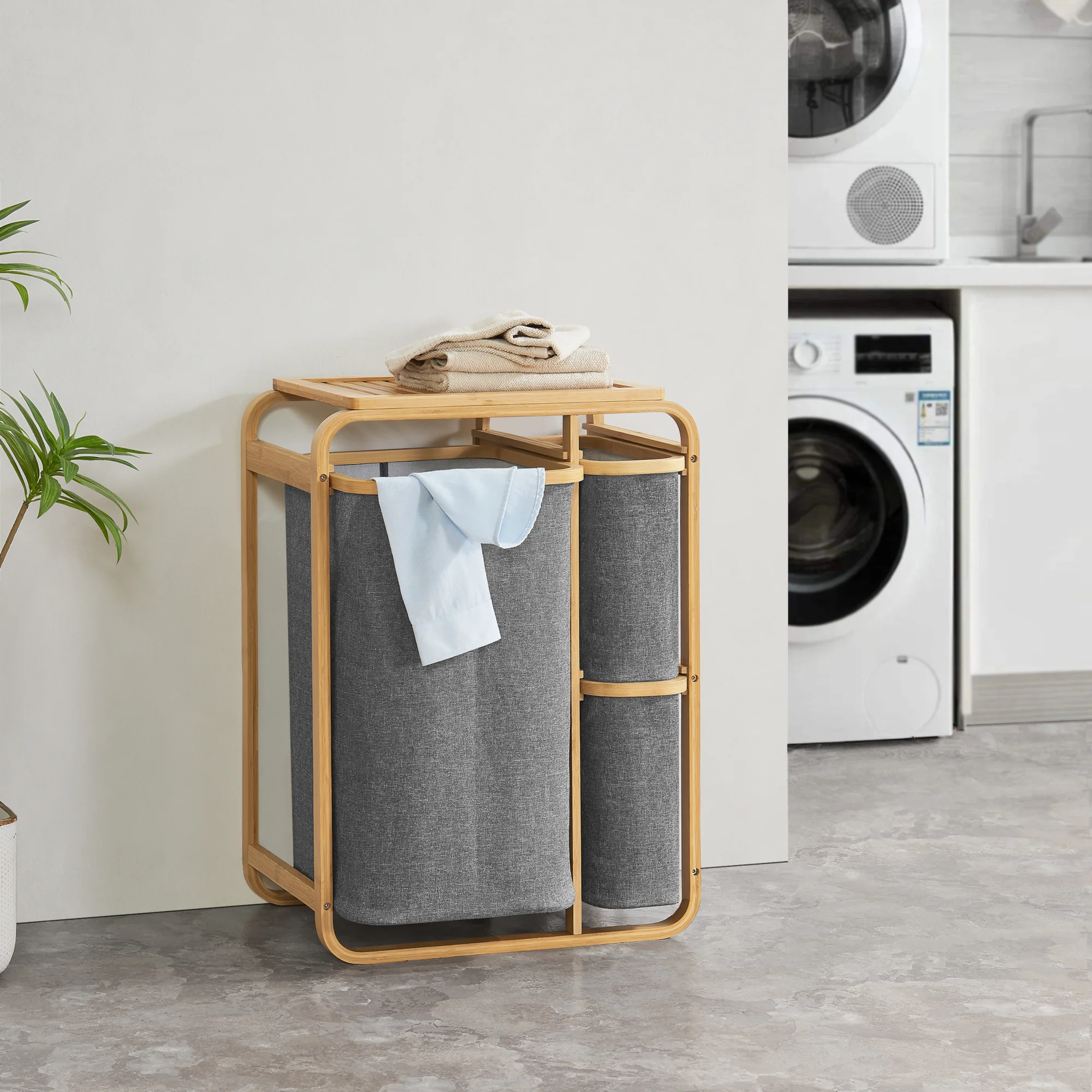 [en.casa] Wasmand Evenes met waszakken 70,5x49,5x33 cm - 2 varianten - Image 2