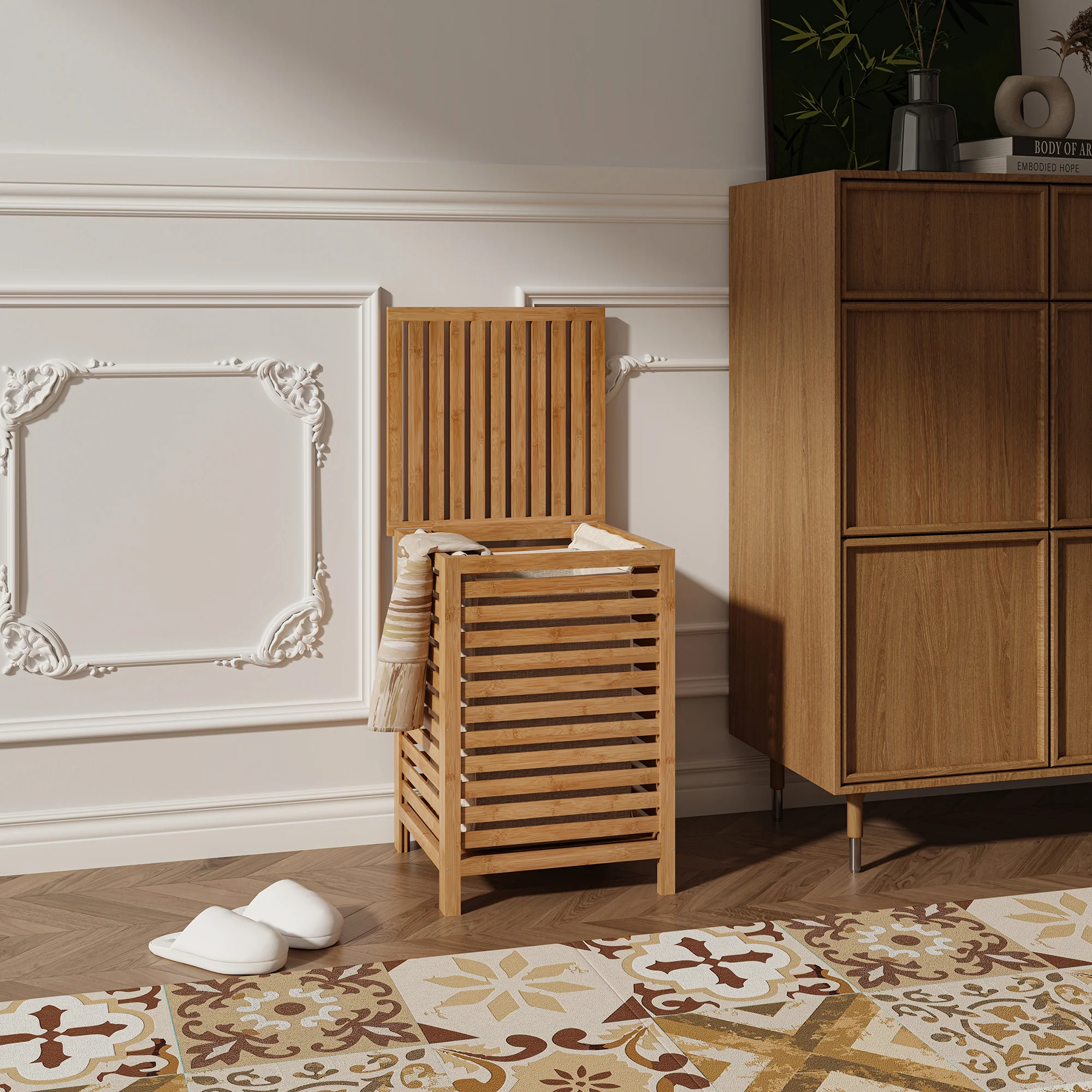 Wasmand Jystiand bamboe met waszak naturel [en.casa] - Image 3
