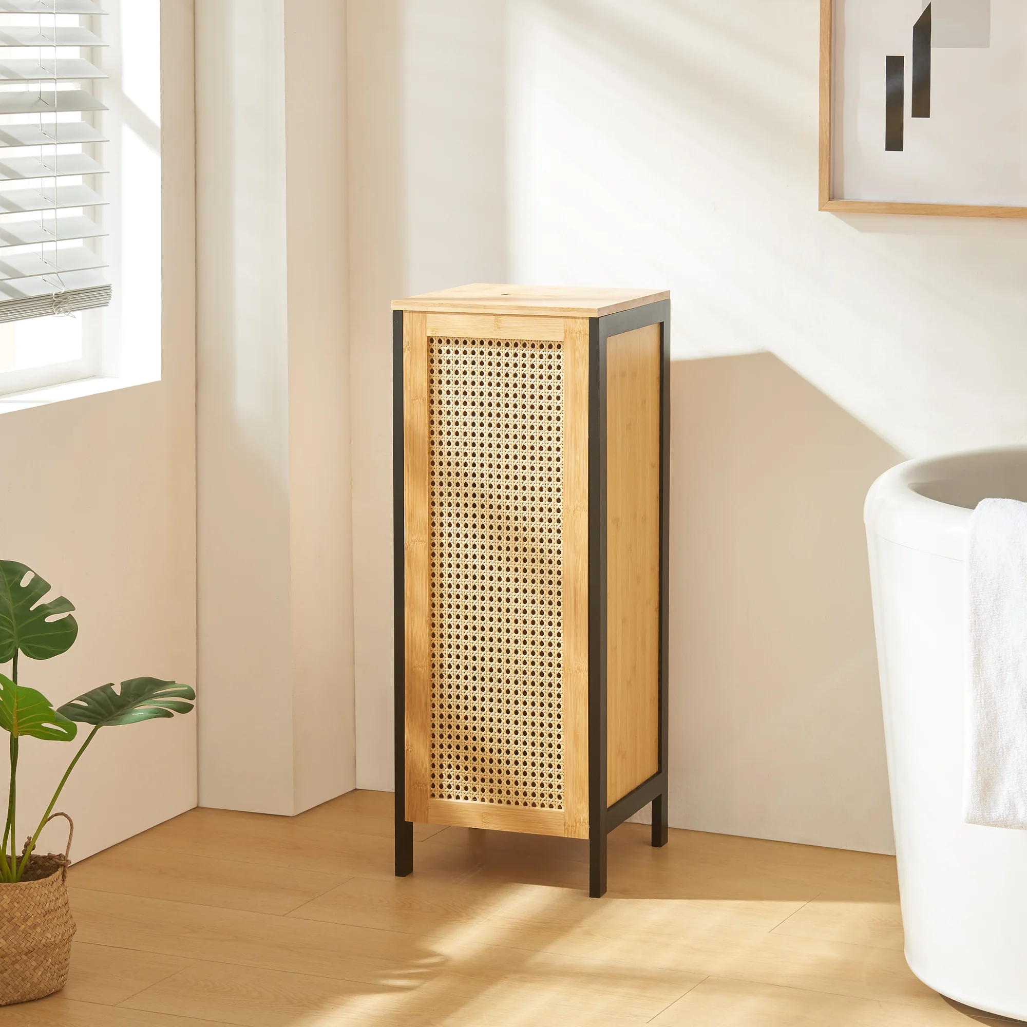 Wasmand Tervola met deksel 80x30x30 cm [en.casa]