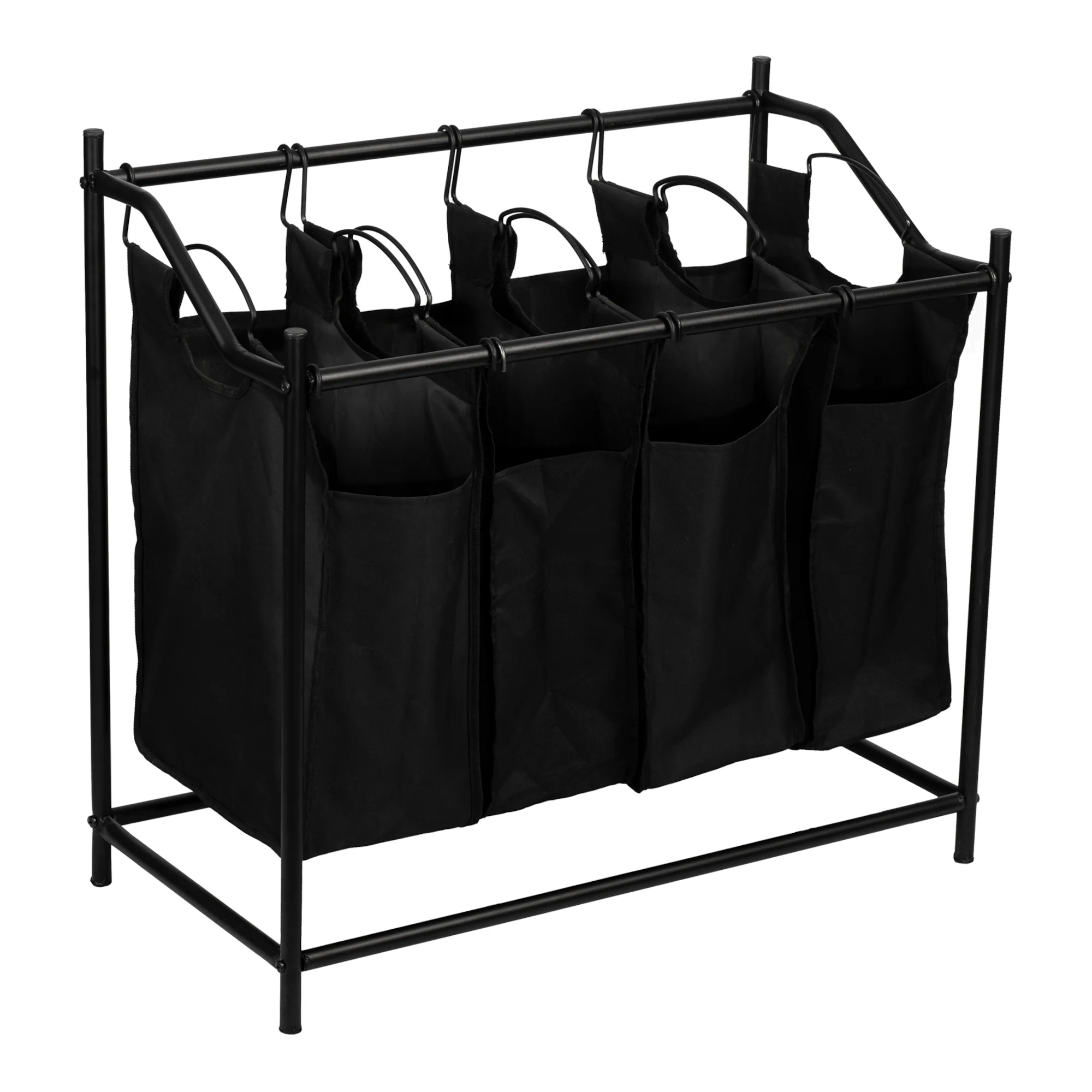 [en.casa] Wasmand Vamdrup met 4 zakken 75x78x40 cm zwart