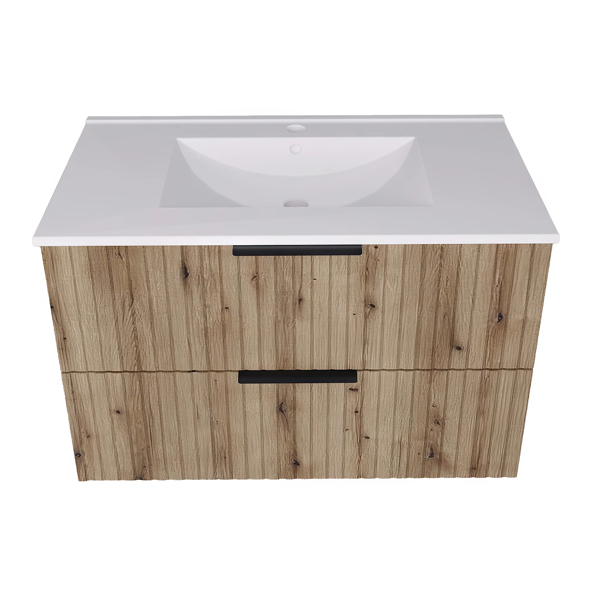 Wastafelonderkast met wastafel Veppenssan eikenkleurig en wit [en.casa] - Image 2